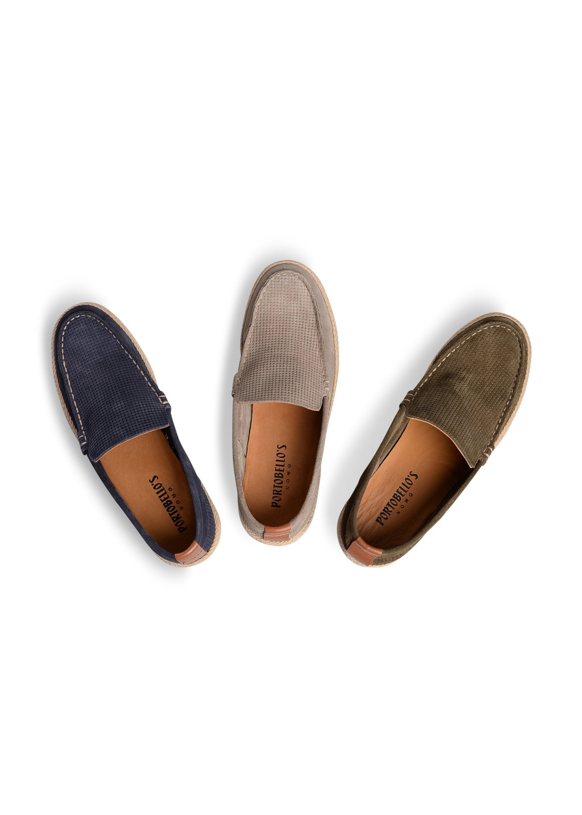 ΑΝΔΡΙΚΕΣ ΔΕΡΜΑΤΙΝΕΣ SUEDE ΕΣΠΑΝΤΡΙΓΙΕΣ PORTOBELLO'S ΣΕ ΜΠΛΕ ΧΡΩΜΑ ΜΕ ΜΙΚΡΟΣΧΕΔΙΟ
