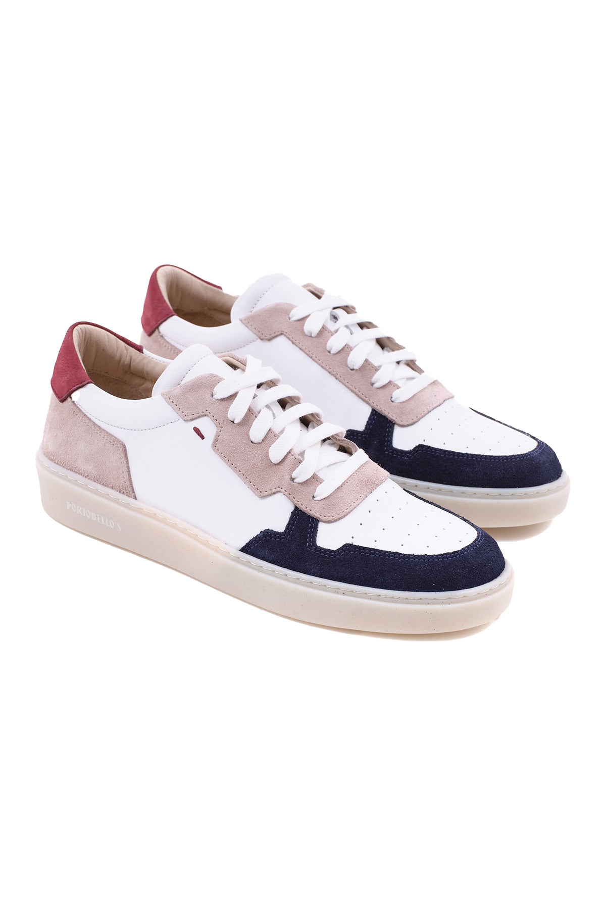 ΑΝΔΡΙΚΑ ΔΕΡΜΑΤΙΝΑ SNEAKERS PORTOBELLO'S ΣΕ ΛΕΥΚΟ ΧΡΩΜΑ ΚΑΙ ΧΡΩΜΑΤΙΣΤΕΣ ΛΕΠΤΟΜΕΡΙΕΣ