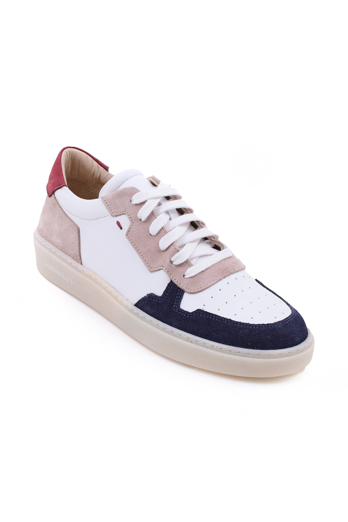 ΑΝΔΡΙΚΑ ΔΕΡΜΑΤΙΝΑ SNEAKERS PORTOBELLO'S ΣΕ ΛΕΥΚΟ ΧΡΩΜΑ ΚΑΙ ΧΡΩΜΑΤΙΣΤΕΣ ΛΕΠΤΟΜΕΡΙΕΣ