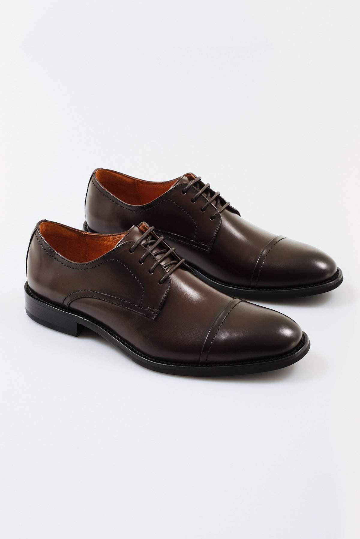 ΑΝΔΡΙΚΑ ΔΕΡΜΑΤΙΝΑ ΥΠΟΔΗΜΑΤΑ PORTOBELLO'S DERBY CAP TOE ΣΕ ΚΑΦΕ ΧΡΩΜΑ