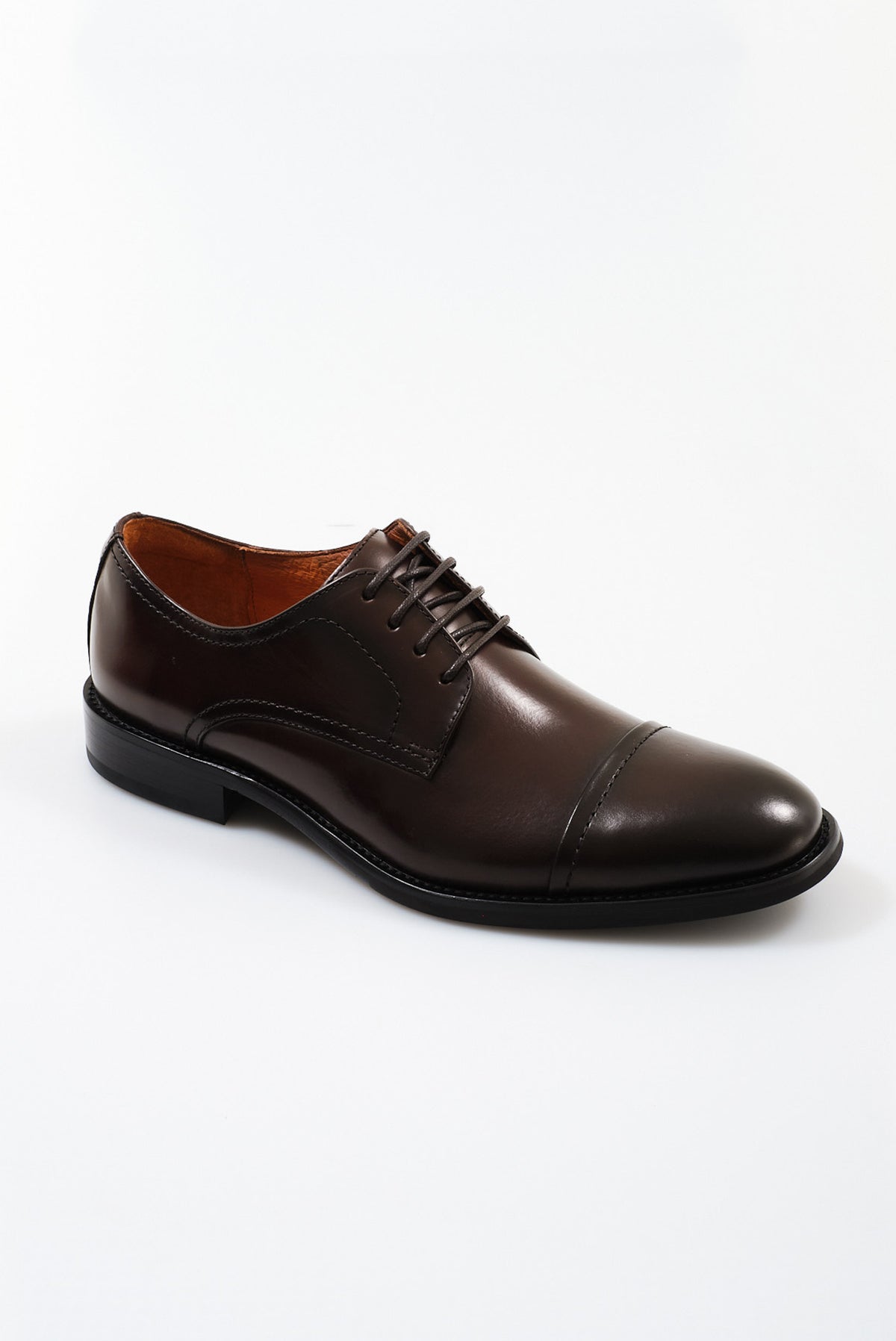 ΑΝΔΡΙΚΑ ΔΕΡΜΑΤΙΝΑ ΥΠΟΔΗΜΑΤΑ PORTOBELLO'S DERBY CAP TOE ΣΕ ΚΑΦΕ ΧΡΩΜΑ