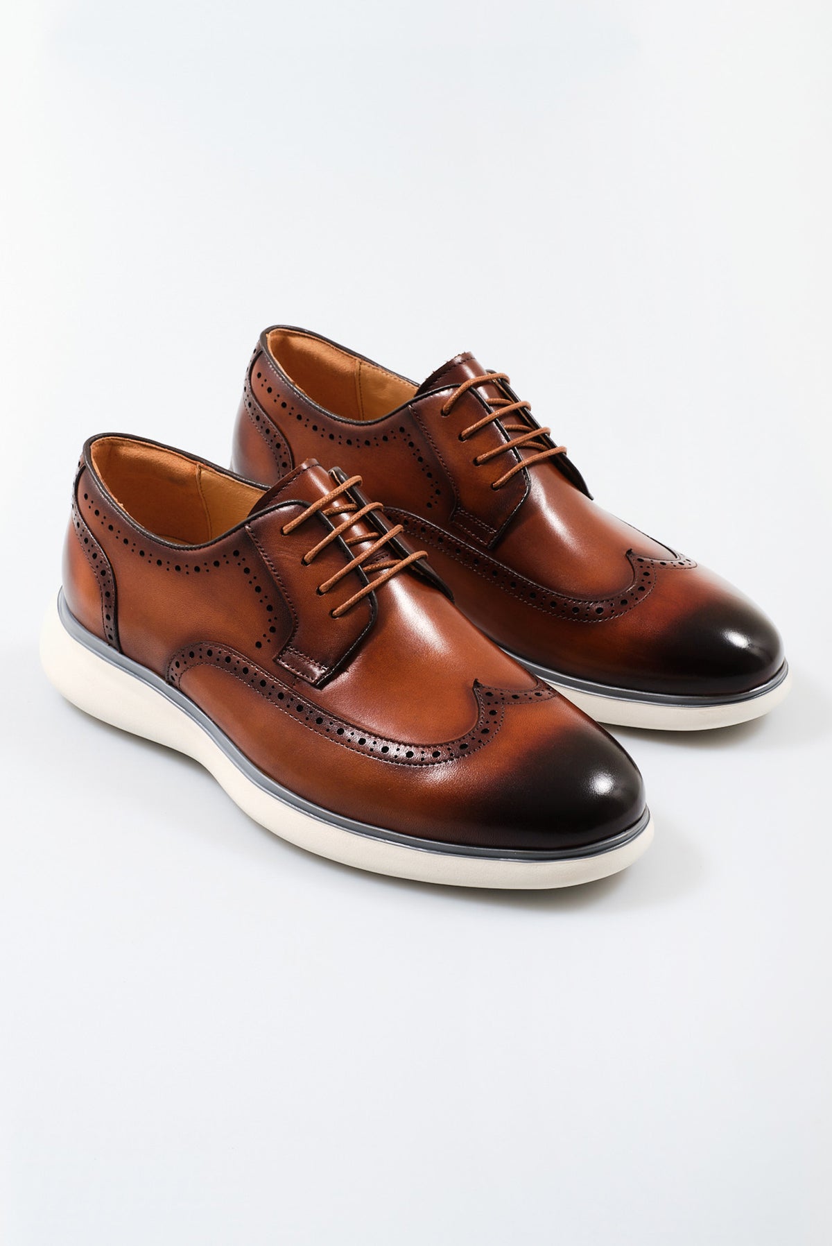 ΑΝΔΡΙΚΑ ΔΕΡΜΑΤΙΝΑ ΥΠΟΔΗΜΑΤΑ DERBY BROGUES PORTOBELLO'S ΣΕ ΤΑΜΠΑ ΧΡΩΜΑ