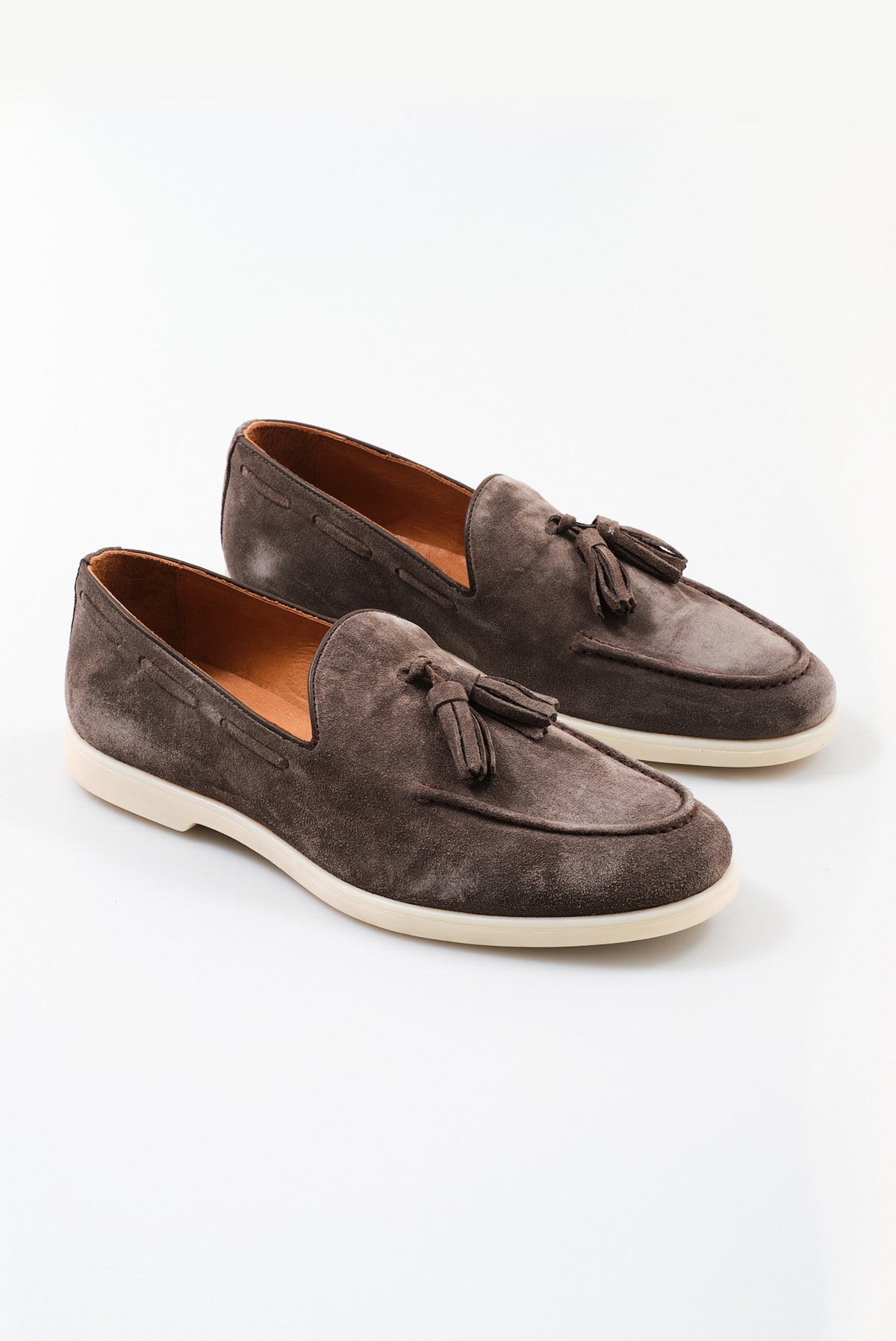 ΑΝΔΡΙΚΑ ΓΚΡΙ ΔΕΡΜΑΤΙΝΑ SUEDE ΥΠΟΔΗΜΑΤΑ LOAFERS TASSEL PORTOBELLO'S