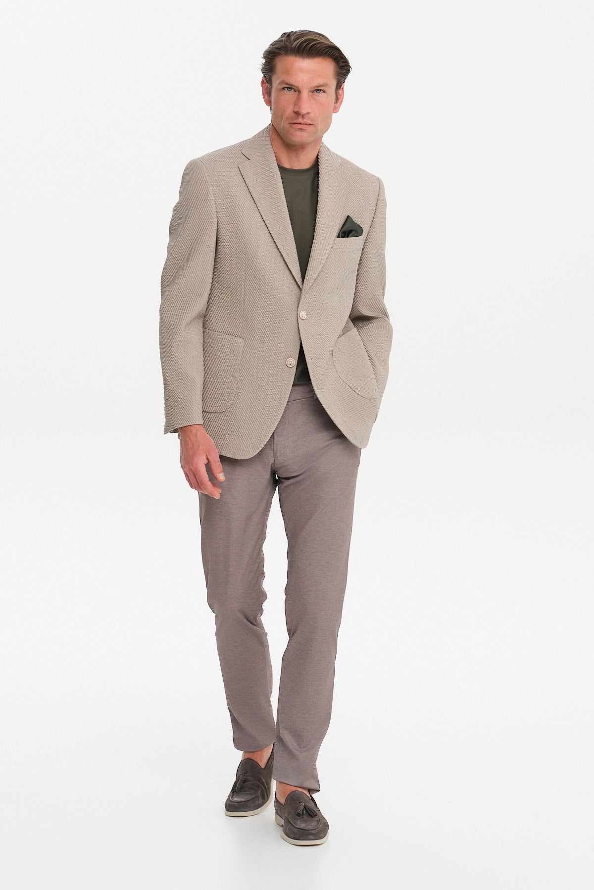 ΑΝΔΡΙΚΟ ΓΚΡΙ ΜΠΕΖ ΣΑΚΑΚΙ SLIM FIT PORTOBELLO'S ΣΕ ΥΦΑΣΜΑ MARZOTTO