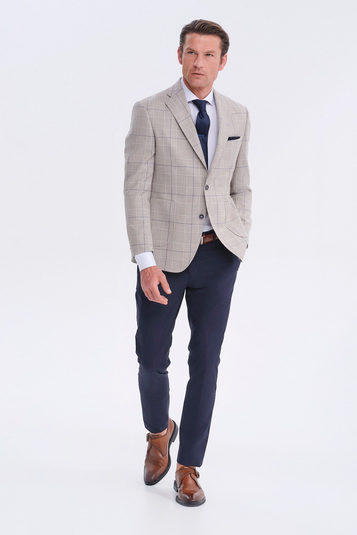 ΑΝΔΡΙΚΟ ΓΚΡΙ ΣΑΚΑΚΙ PRINCE DE GALLE SLIM FIT PORTOBELLO'S ΣΕ ΥΦΑΣΜΑ VITALE BARBERIS CANONICO