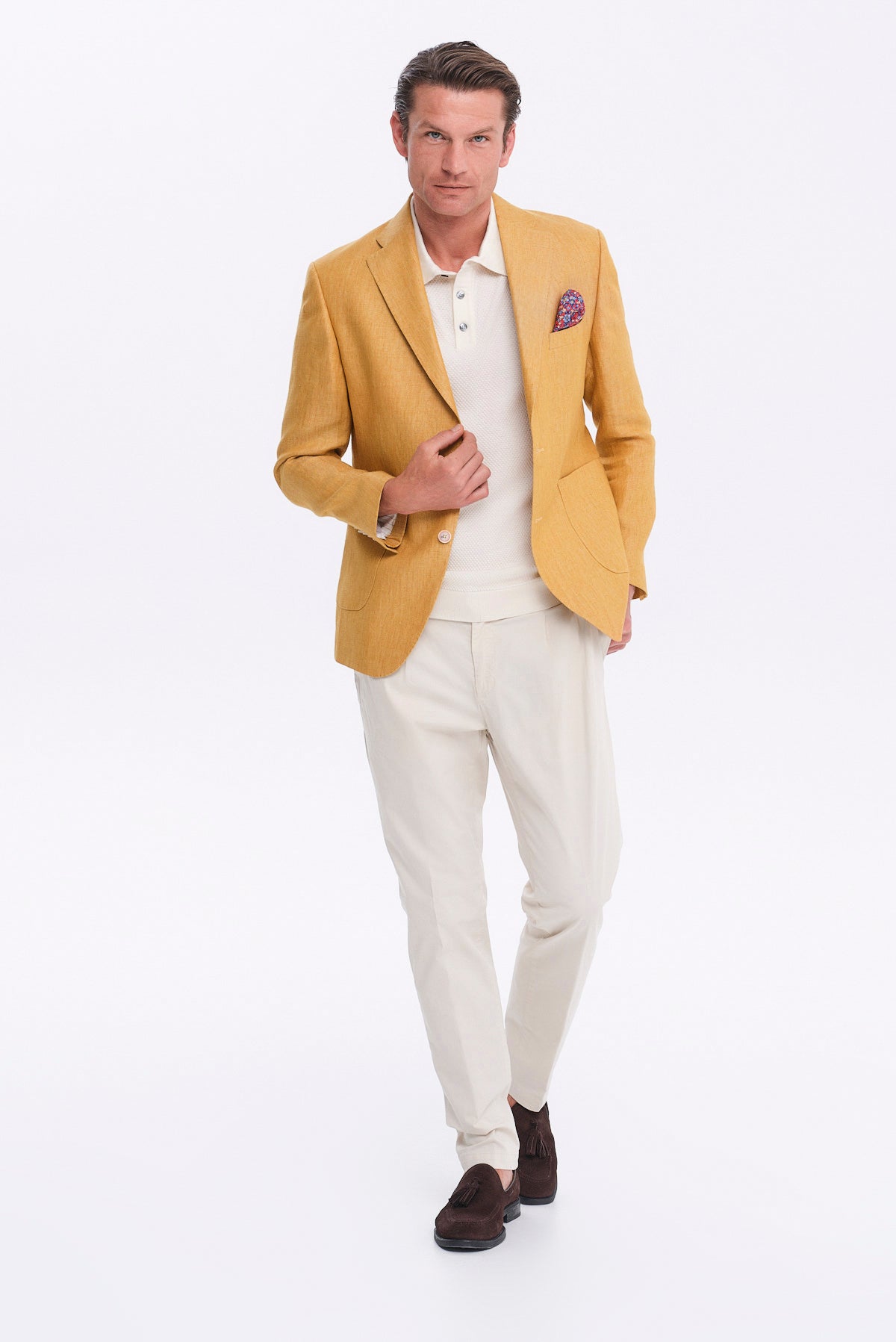 ΑΝΔΡΙΚΟ ΜΟΥΣΤΑΡΔΙ ΛΙΝΟ ΣΑΚΑΚΙ SLIM FIT PORTOBELLO'S ΣΕ ΥΦΑΣΜΑ ANGELICO