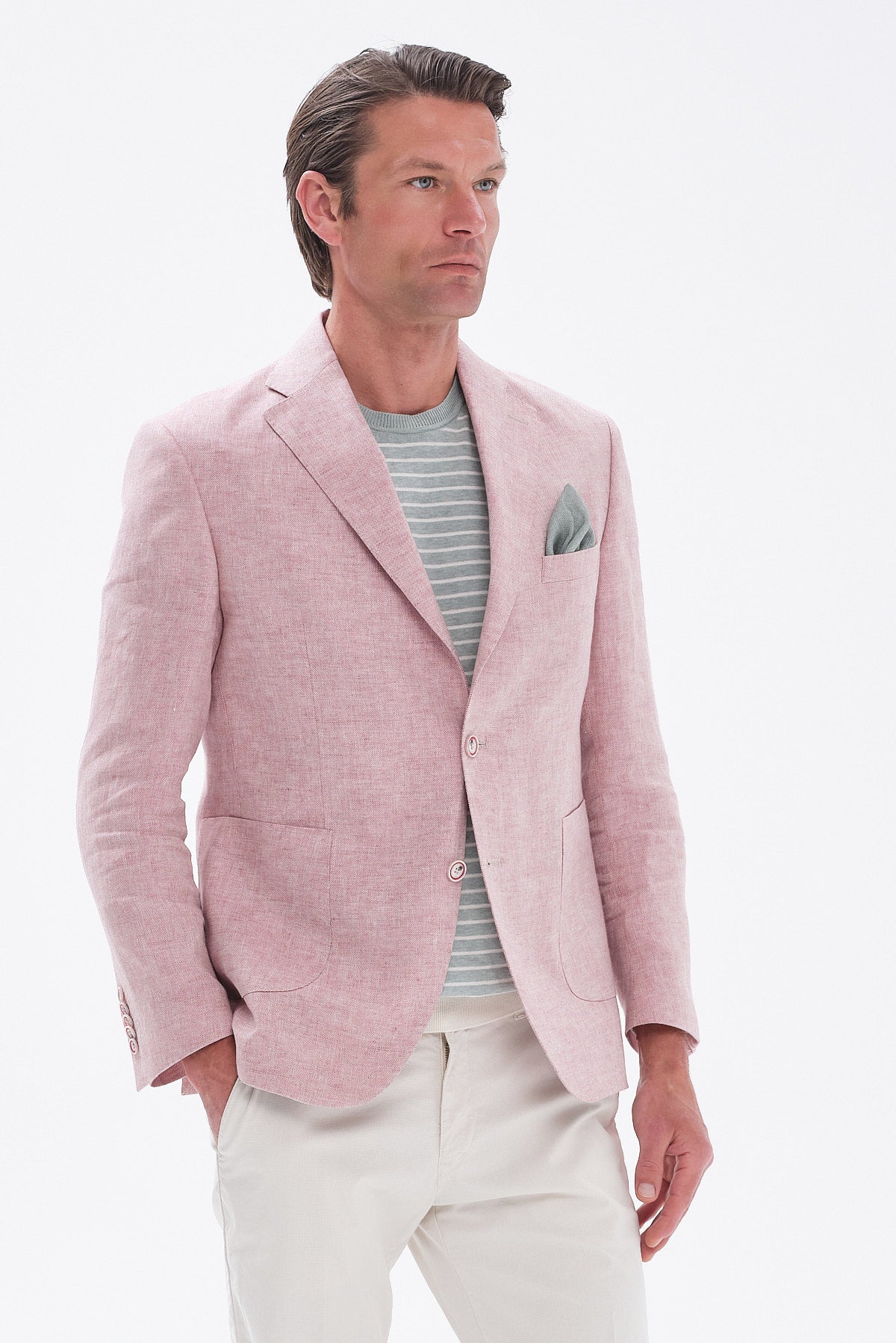 ΑΝΔΡΙΚΟ ΡΟΖ ΛΙΝΟ ΣΑΚΑΚΙ SLIM FIT PORTOBELLO'S ΣΕ ΥΦΑΣΜΑ ANGELICO