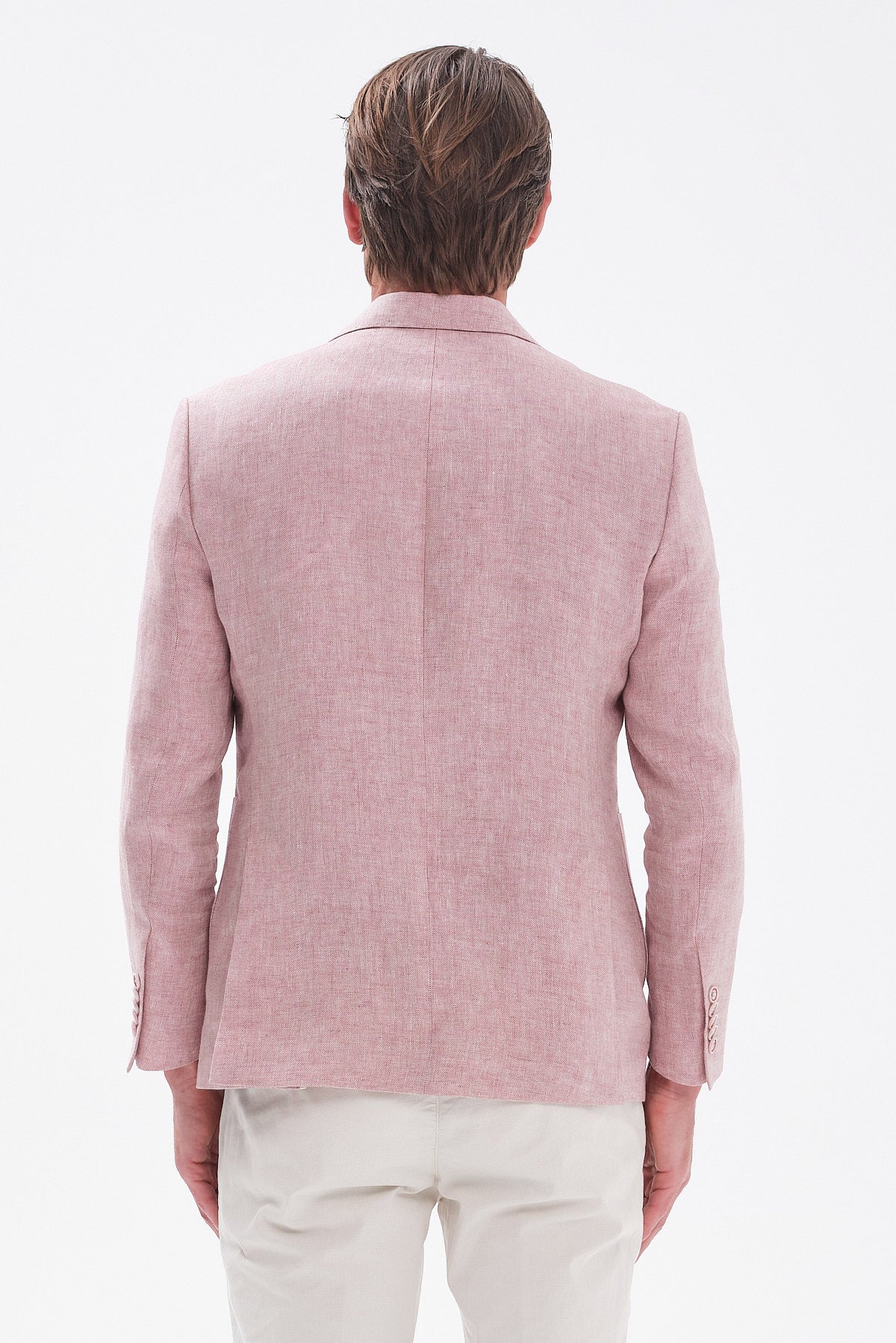 ΑΝΔΡΙΚΟ ΡΟΖ ΛΙΝΟ ΣΑΚΑΚΙ SLIM FIT PORTOBELLO'S ΣΕ ΥΦΑΣΜΑ ANGELICO