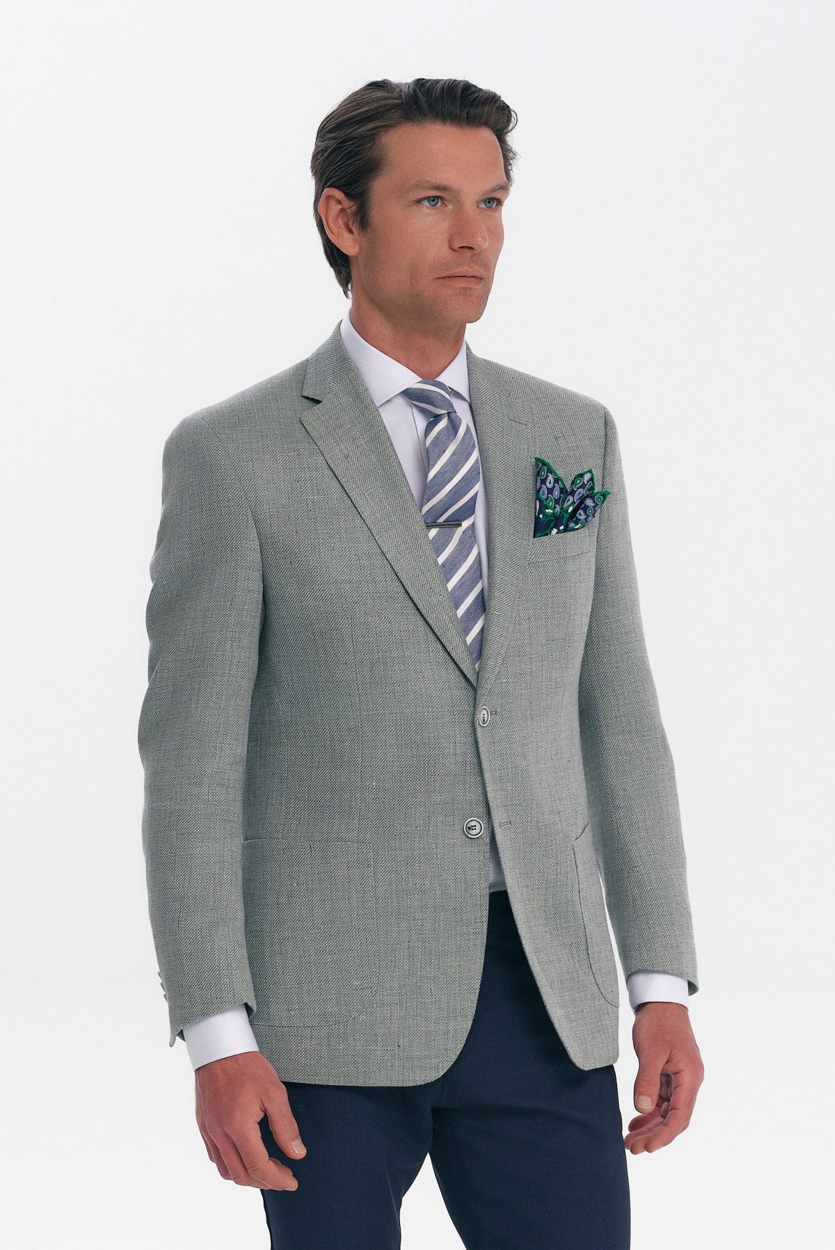 ΑΝΔΡΙΚΟ ΣΑΚΑΚΙ SLIM FIT PORTOBELLO'S ΣΤΟ ΧΡΩΜΑ ΤΗΣ ΜΕΝΤΑΣ ΚΑΙ ΥΦΑΣΜΑ MARZOTTO