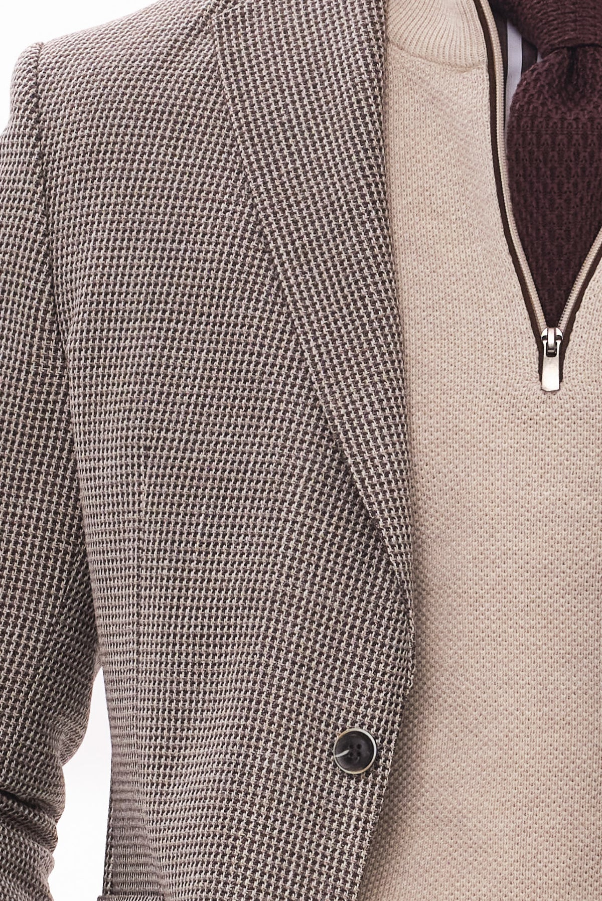 ΑΝΔΡΙΚΟ ΜΠΕΖ ΚΑΦΕ ΣΑΚΑΚΙ PORTOBELLO'S ΜΕ ΜΙΚΡΟΣΧΕΔΙΟ HOUNDTOOTH SLIM FIT
