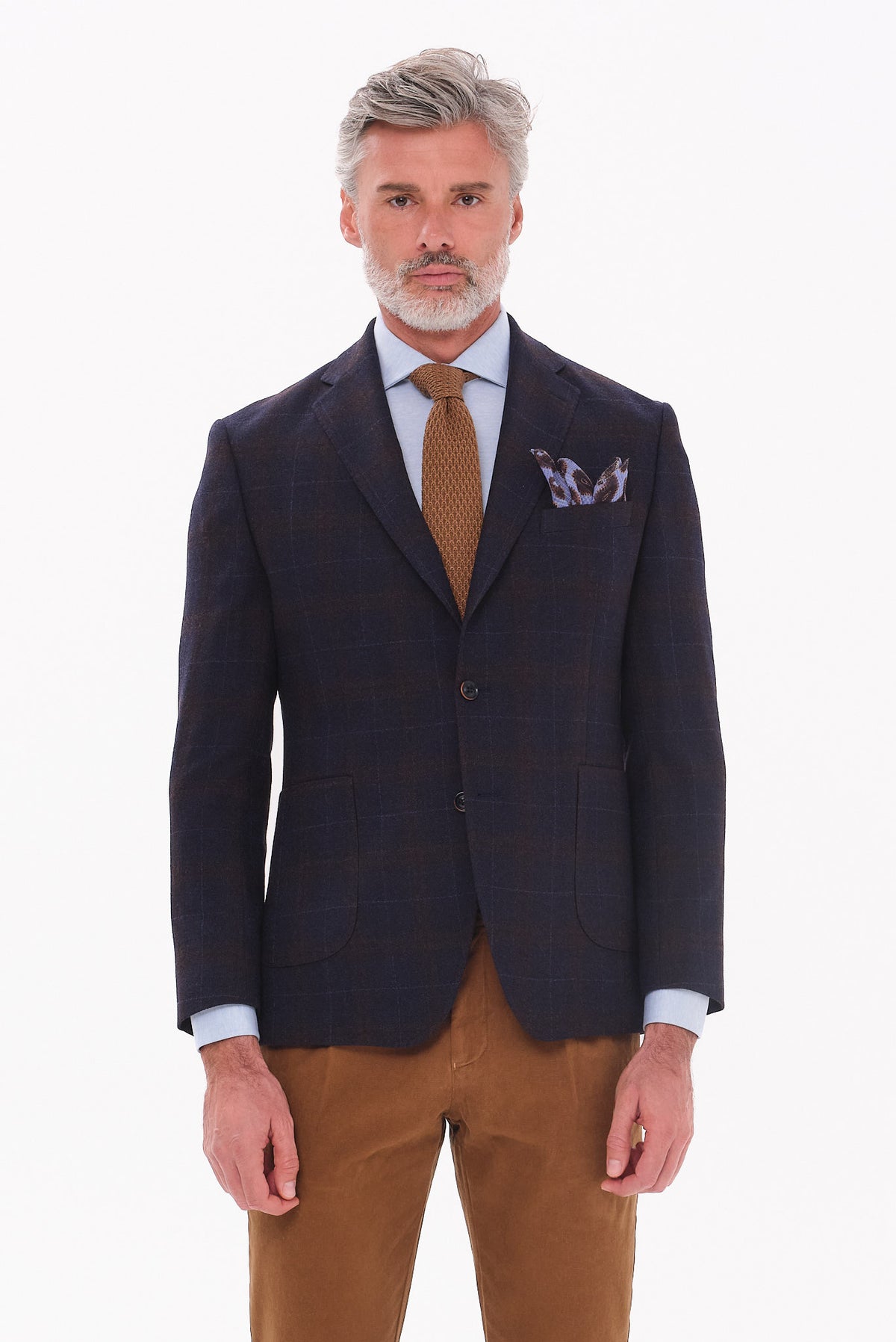 ΑΝΔΡΙΚΟ ΜΠΛΕ ΚΑΡΟ ΜΑΛΛΙΝΟ ΣΑΚΑΚΙ PORTOBELLO'S SLIM FIT