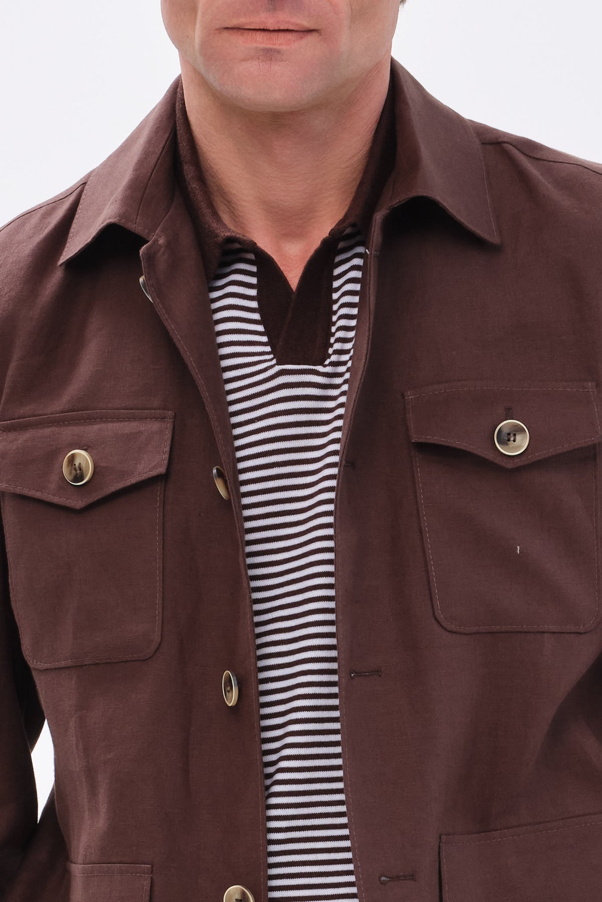 ΑΝΔΡΙΚΟ ΚΑΦΕ ΛΙΝΟ ΣΑΦΑΡΙ JACKET PORTOBELLO'S REGULAR FIT