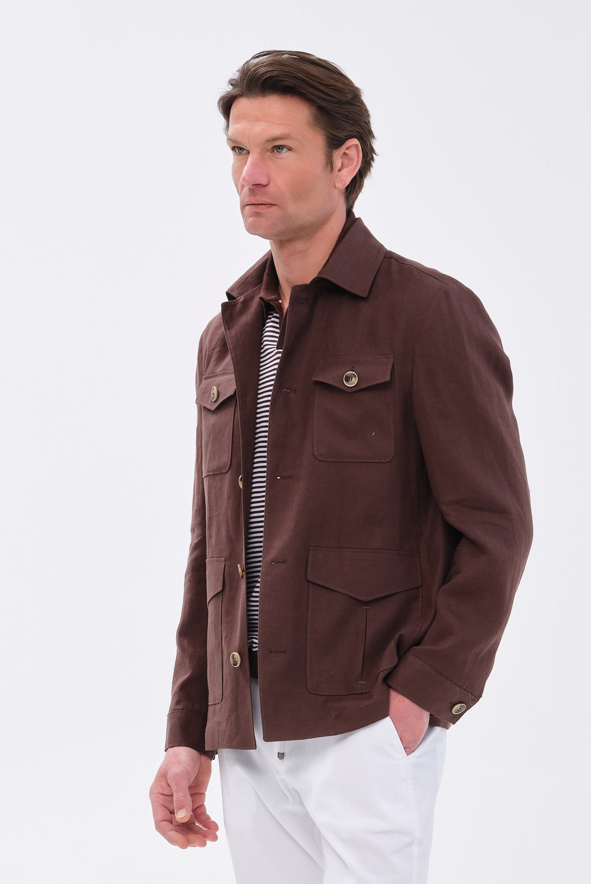 ΑΝΔΡΙΚΟ ΚΑΦΕ ΛΙΝΟ ΣΑΦΑΡΙ JACKET PORTOBELLO'S REGULAR FIT