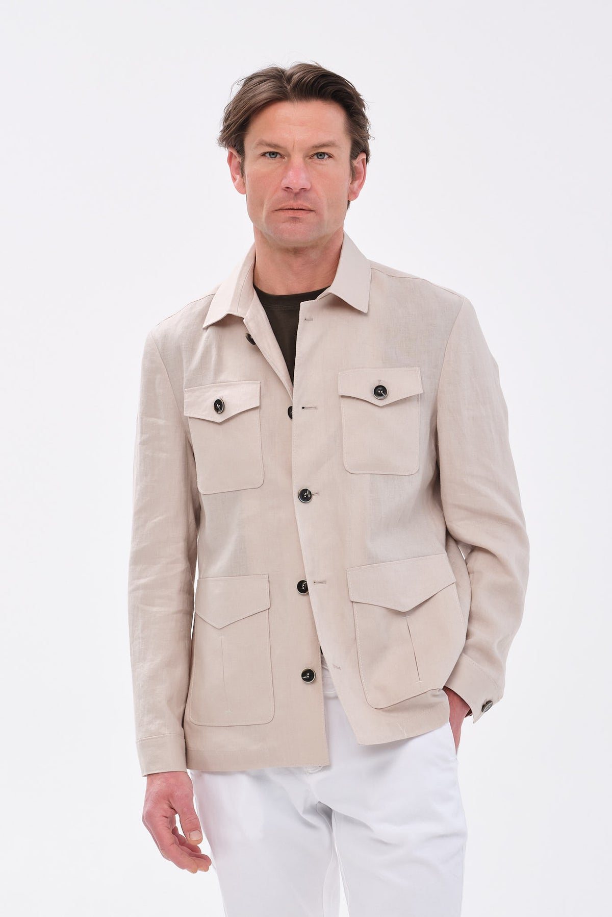 ΑΝΔΡΙΚΟ ΜΠΕΖ ΣΚΟΥΡΟ ΛΙΝΟ ΣΑΦΑΡΙ JACKET PORTOBELLO'S REGULAR FIT