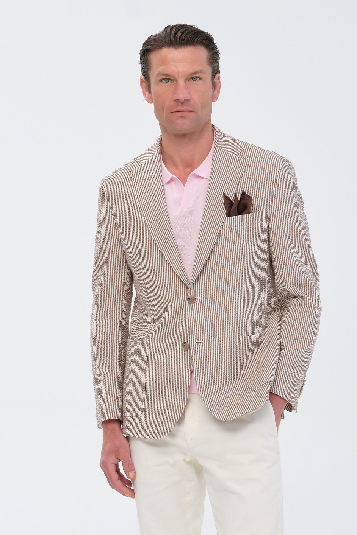 ΑΝΔΡΙΚΟ ΡΙΓΕ ΚΑΦΕ ΣΑΚΑΚΙ PORTOBELLO'S SLIM FIT ΣΕ ΥΦΑΣΜΑ LEOMASTER