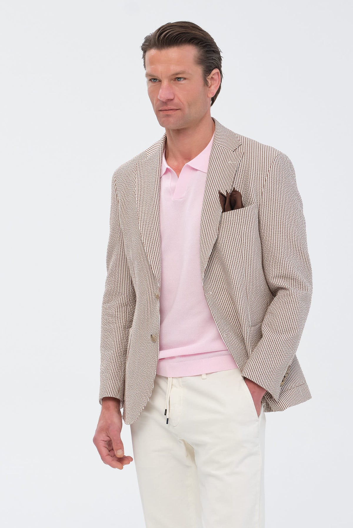 ΑΝΔΡΙΚΟ ΡΙΓΕ ΚΑΦΕ ΣΑΚΑΚΙ PORTOBELLO'S SLIM FIT ΣΕ ΥΦΑΣΜΑ LEOMASTER