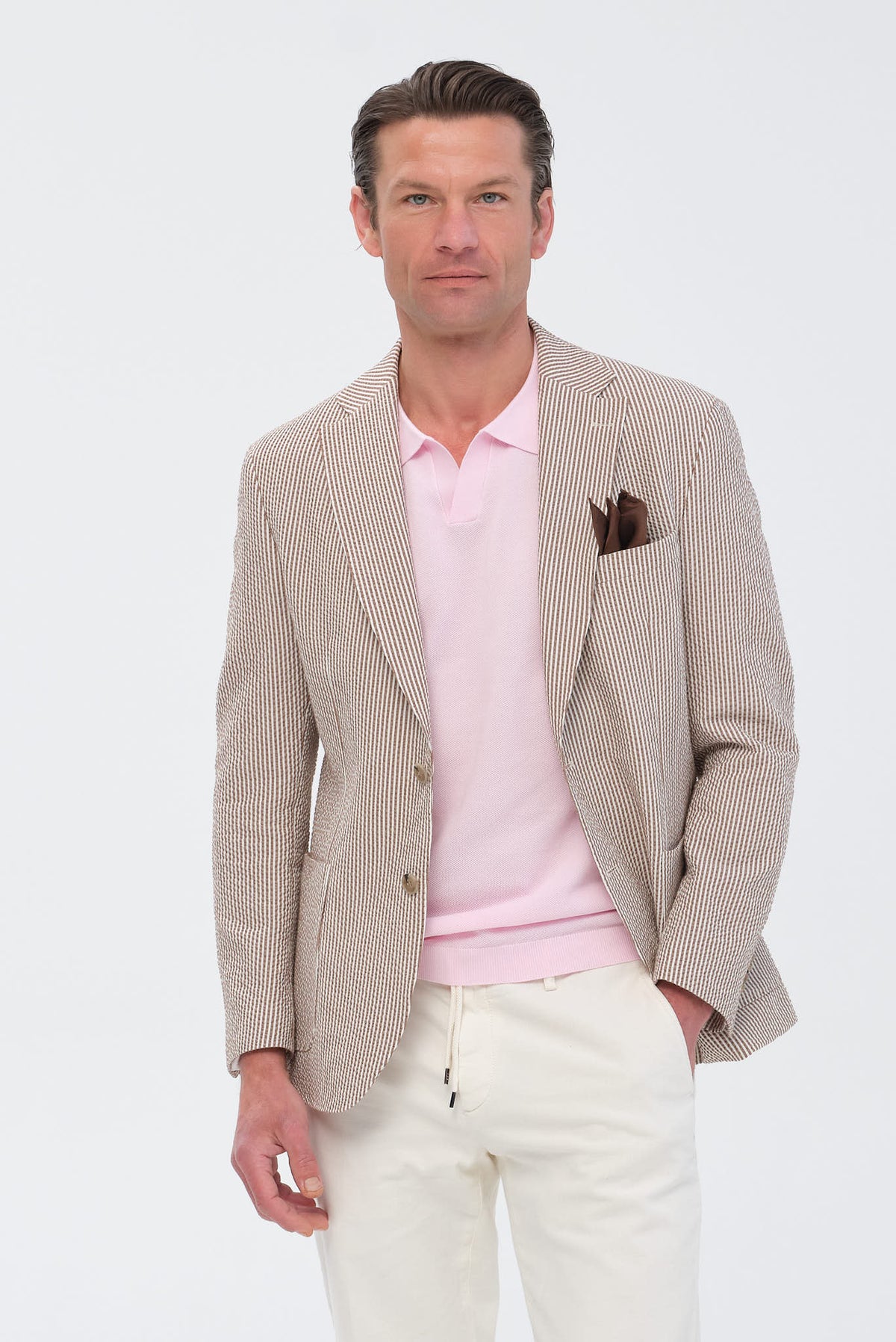 ΑΝΔΡΙΚΟ ΡΙΓΕ ΚΑΦΕ ΣΑΚΑΚΙ PORTOBELLO'S SLIM FIT ΣΕ ΥΦΑΣΜΑ LEOMASTER
