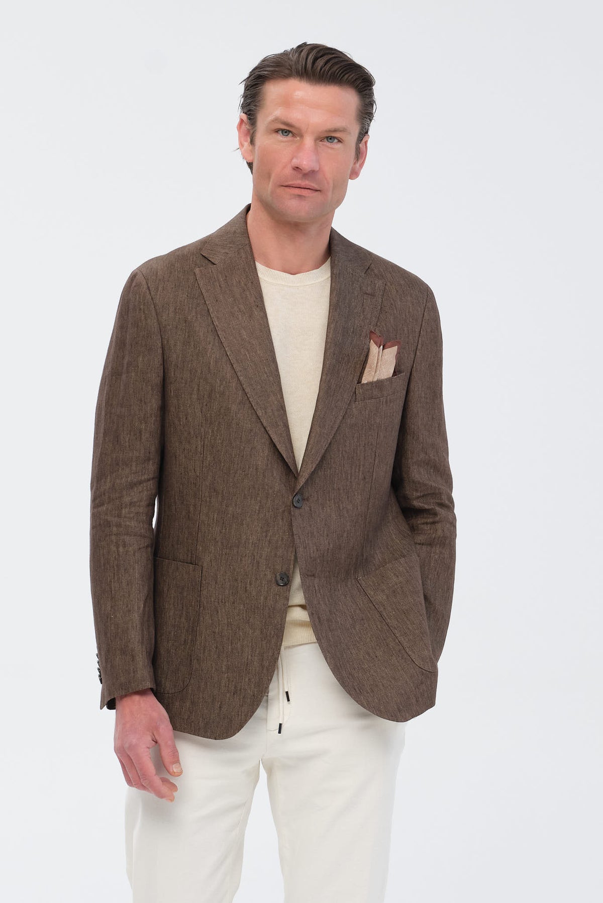 ΑΝΔΡΙΚΟ ΛΙΝΟ ΚΑΦΕ ΣΑΚΑΚΙ PORTOBELLO'S SLIM FIT ΣΕ ΥΦΑΣΜΑ LEOMASTER