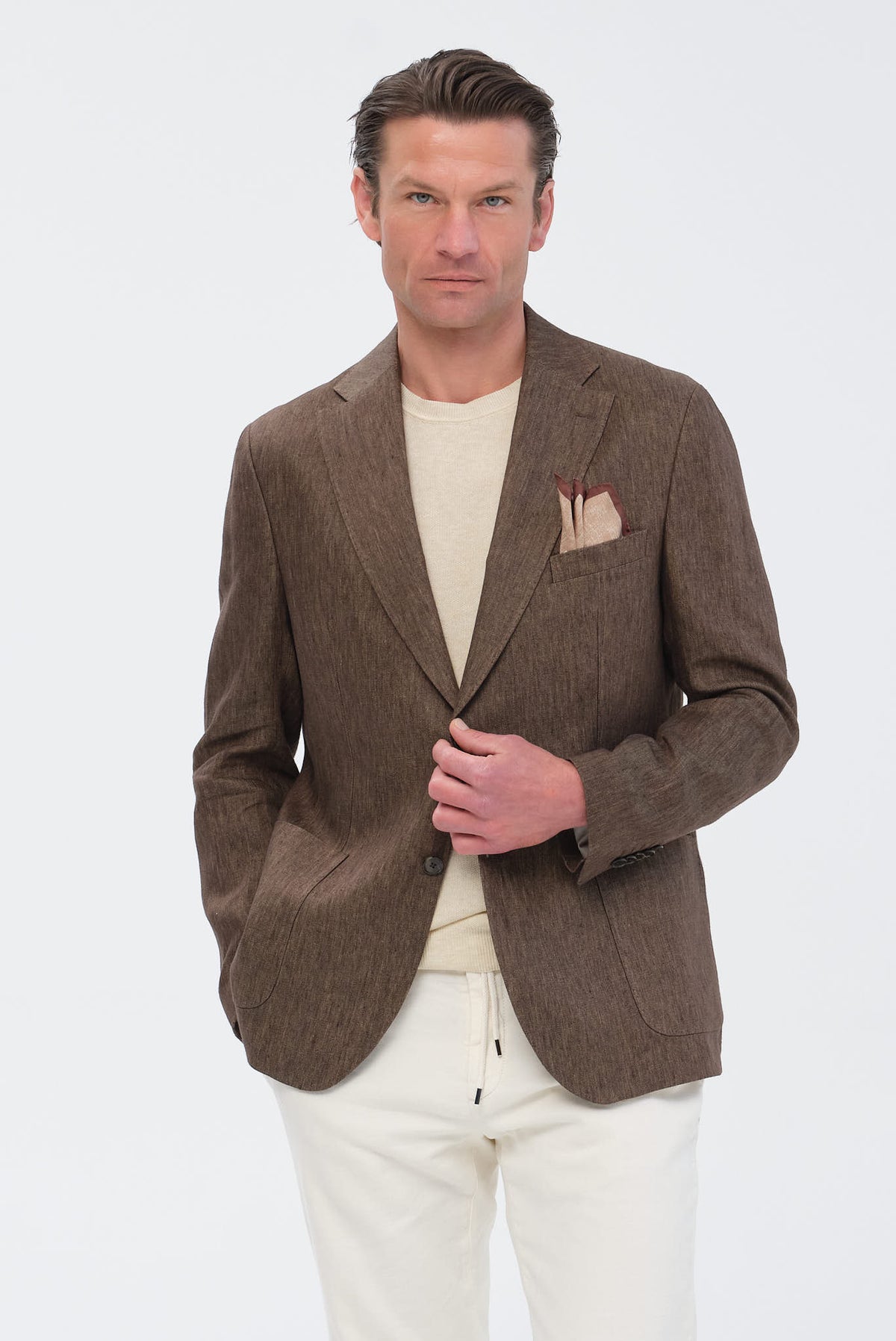 ΑΝΔΡΙΚΟ ΛΙΝΟ ΚΑΦΕ ΣΑΚΑΚΙ PORTOBELLO'S SLIM FIT ΣΕ ΥΦΑΣΜΑ LEOMASTER
