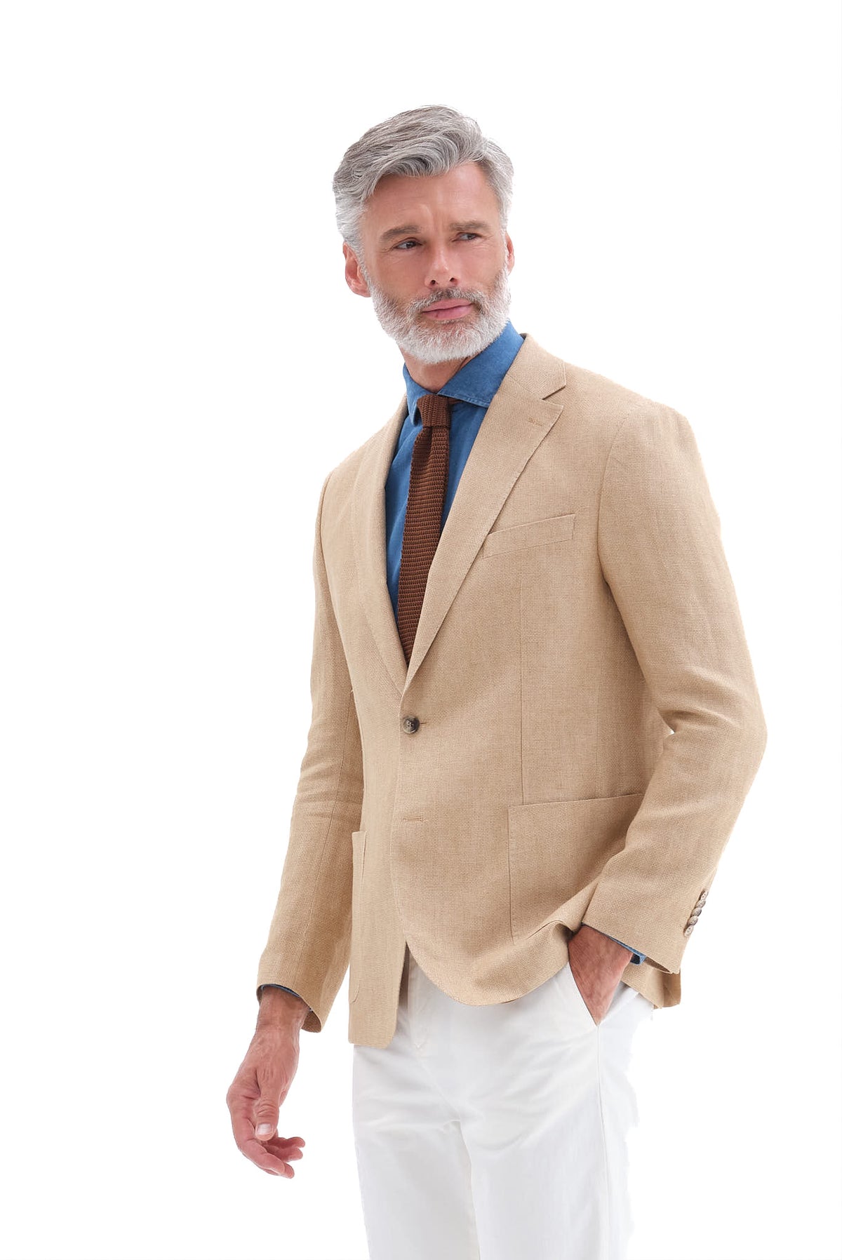 ΑΝΔΡΙΚΟ ΛΙΝΟ ΣΑΚΑΚΙ PORTOBELLO'S ΣΕ ΜΟΥΣΤΑΡΔΙ ΧΡΩΜΑ SLIM FIT