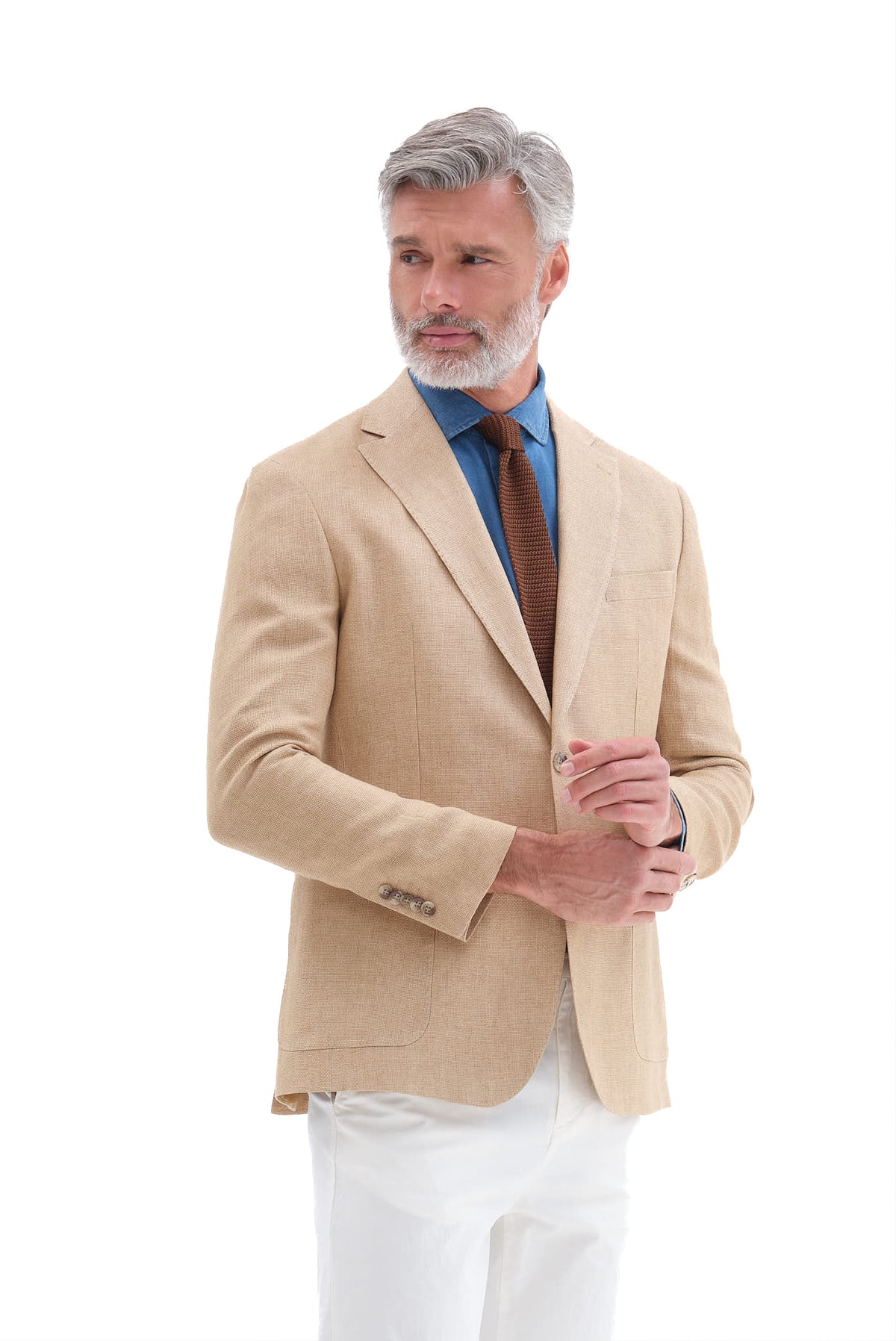 ΑΝΔΡΙΚΟ ΛΙΝΟ ΣΑΚΑΚΙ PORTOBELLO'S ΣΕ ΜΟΥΣΤΑΡΔΙ ΧΡΩΜΑ SLIM FIT