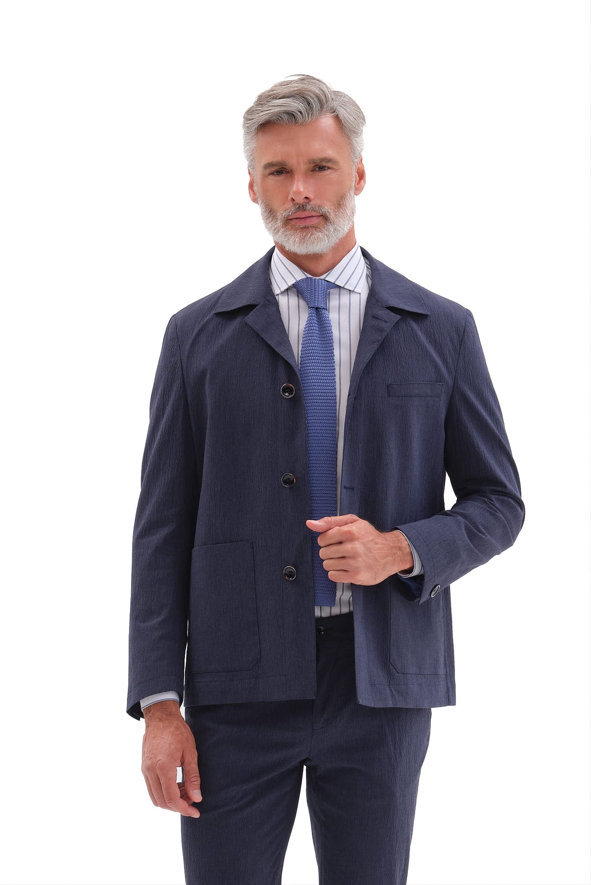 ΑΝΔΡΙΚΟ SEERSUCKER ΜΠΛΕ ΣΑΚΑΚΙ PORTOBELLO'S REGULAR FIT  ΣΕ ΥΦΑΣΜΑ SONDRIO