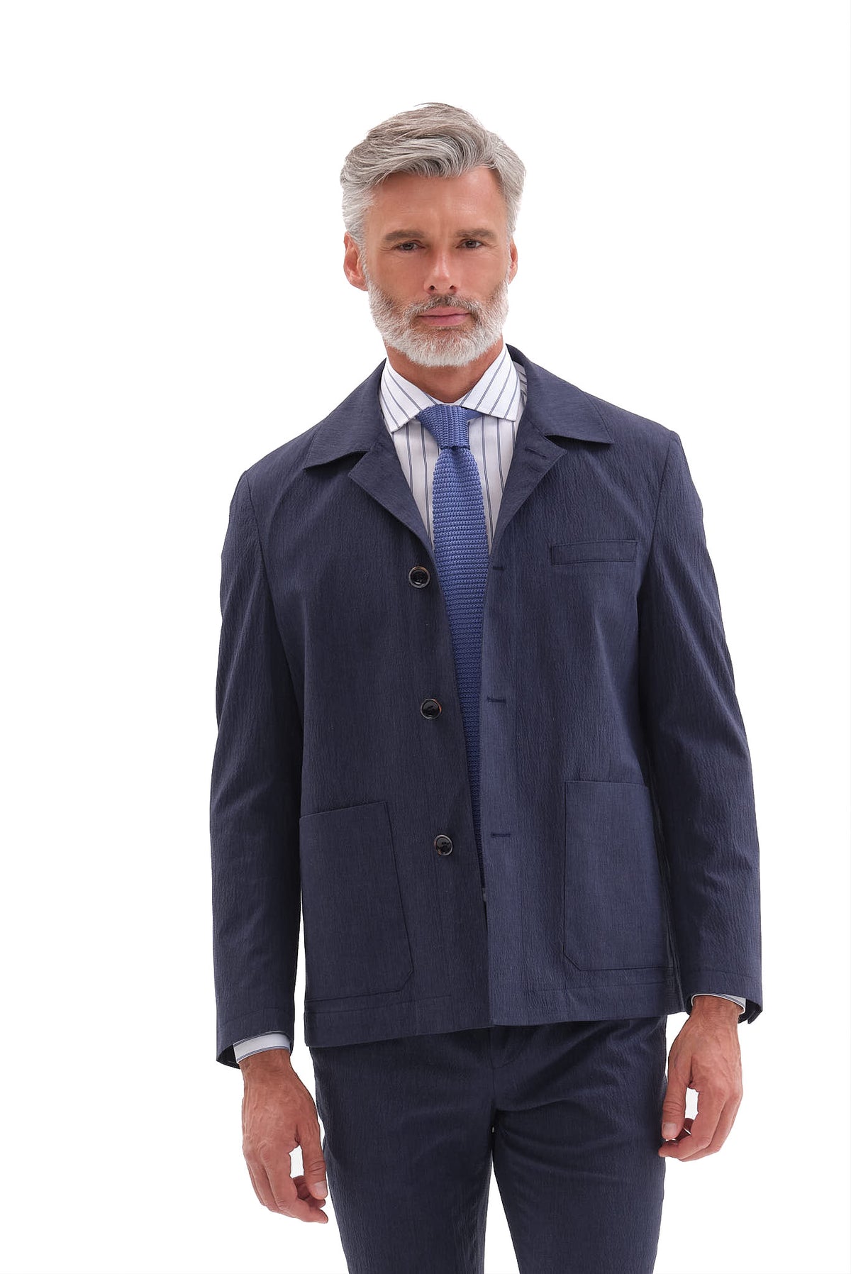ΑΝΔΡΙΚΟ SEERSUCKER ΜΠΛΕ ΣΑΚΑΚΙ PORTOBELLO'S REGULAR FIT  ΣΕ ΥΦΑΣΜΑ SONDRIO
