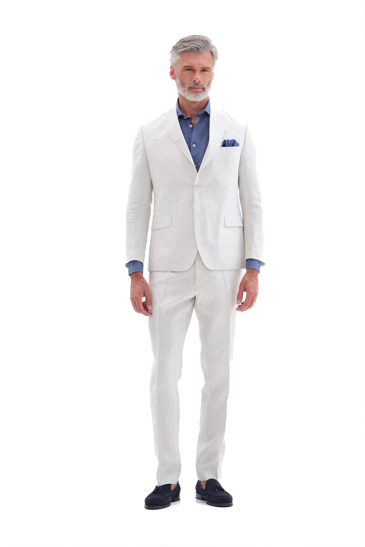 ΑΝΔΡΙΚΟ ΛΙΝΟ ΚΟΣΤΟΥΜΙ PORTOBELLO'S SLIM FIT ΣΕ ΑΠΟΧΡΩΣΗ ΤΟΥ ΠΑΓΟΥ ΚΑΙ ΥΦΑΣΜΑ SONDRIO