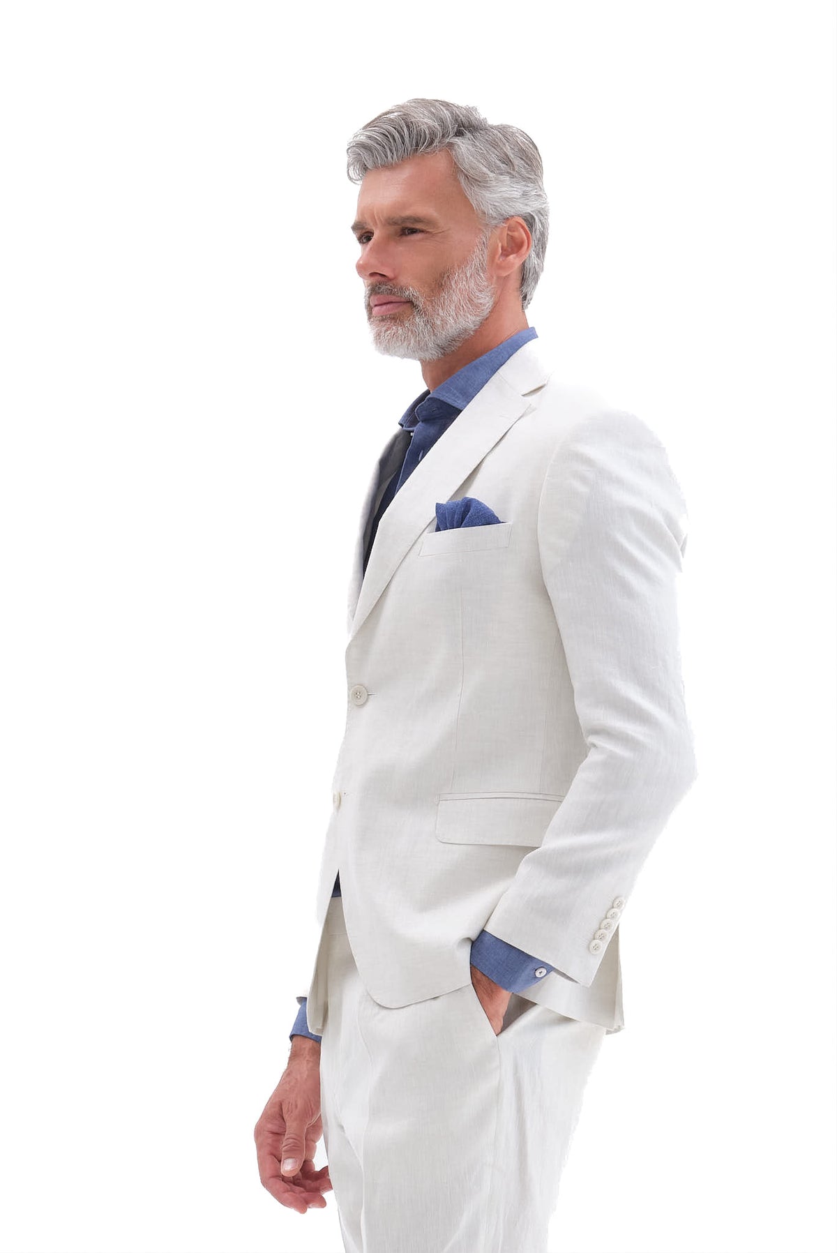 ΑΝΔΡΙΚΟ ΛΙΝΟ ΚΟΣΤΟΥΜΙ PORTOBELLO'S SLIM FIT ΣΕ ΑΠΟΧΡΩΣΗ ΤΟΥ ΠΑΓΟΥ ΚΑΙ ΥΦΑΣΜΑ SONDRIO
