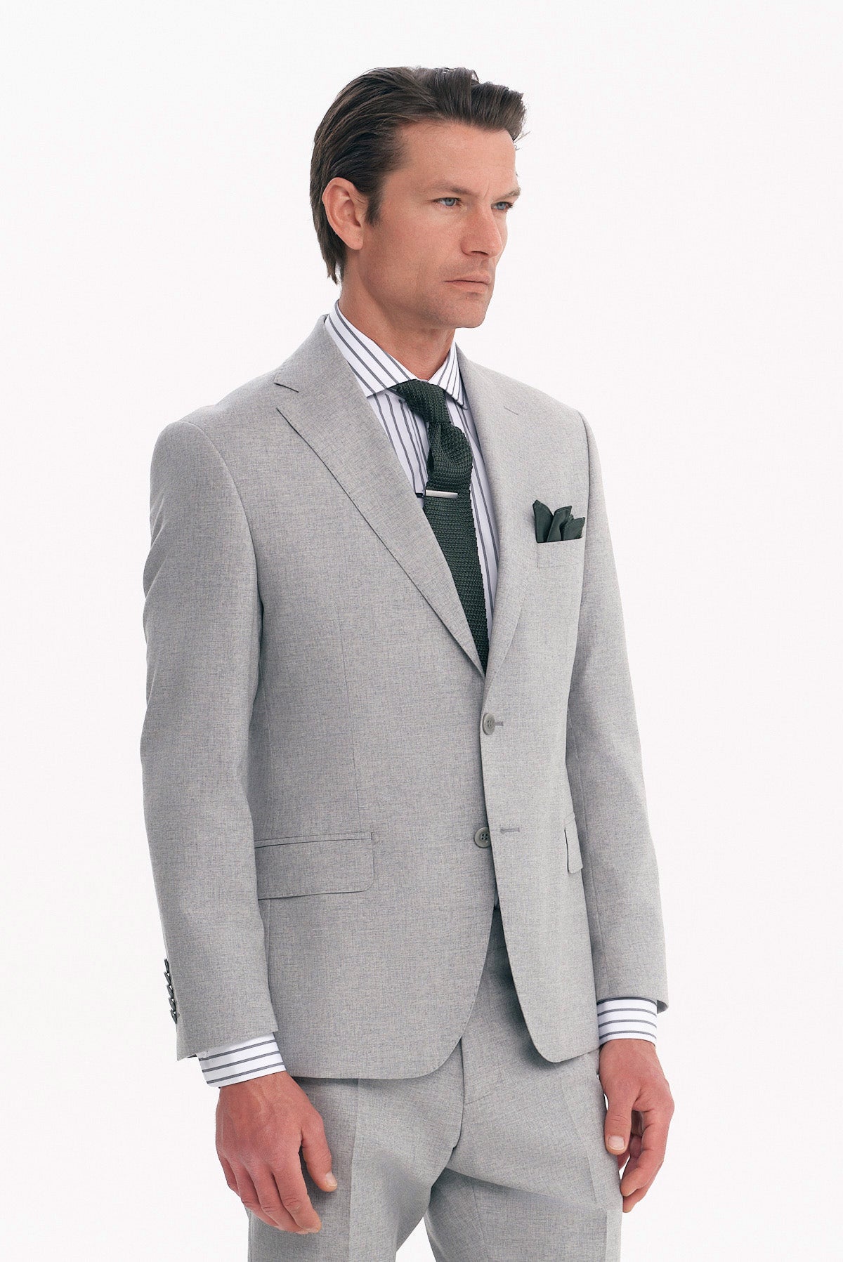 ΑΝΔΡΙΚΟ ΓΚΡΙ ΑΝΟΙΚΤΟ ΚΟΣΤΟΥΜΙ SLIM FIT PORTOBELLO'S ΣΕ ΥΦΑΣΜΑ GUABELLO
