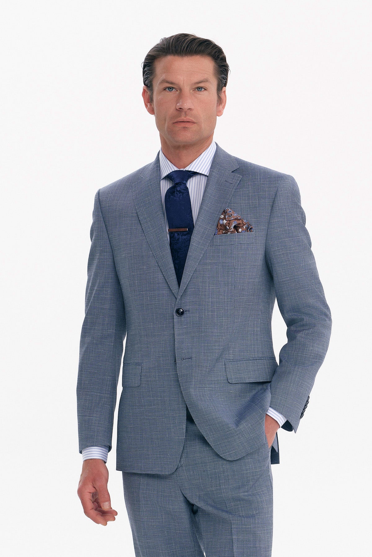 ΑΝΔΡΙΚΟ ΣΙΕΛ ΚΟΣΤΟΥΜΙ SLIM FIT PORTOBELLO'S ΑΠΟ ΜΑΛΛΙ ΜΕΤΑΞΙ ΚΑΙ ΛΙΝΟ