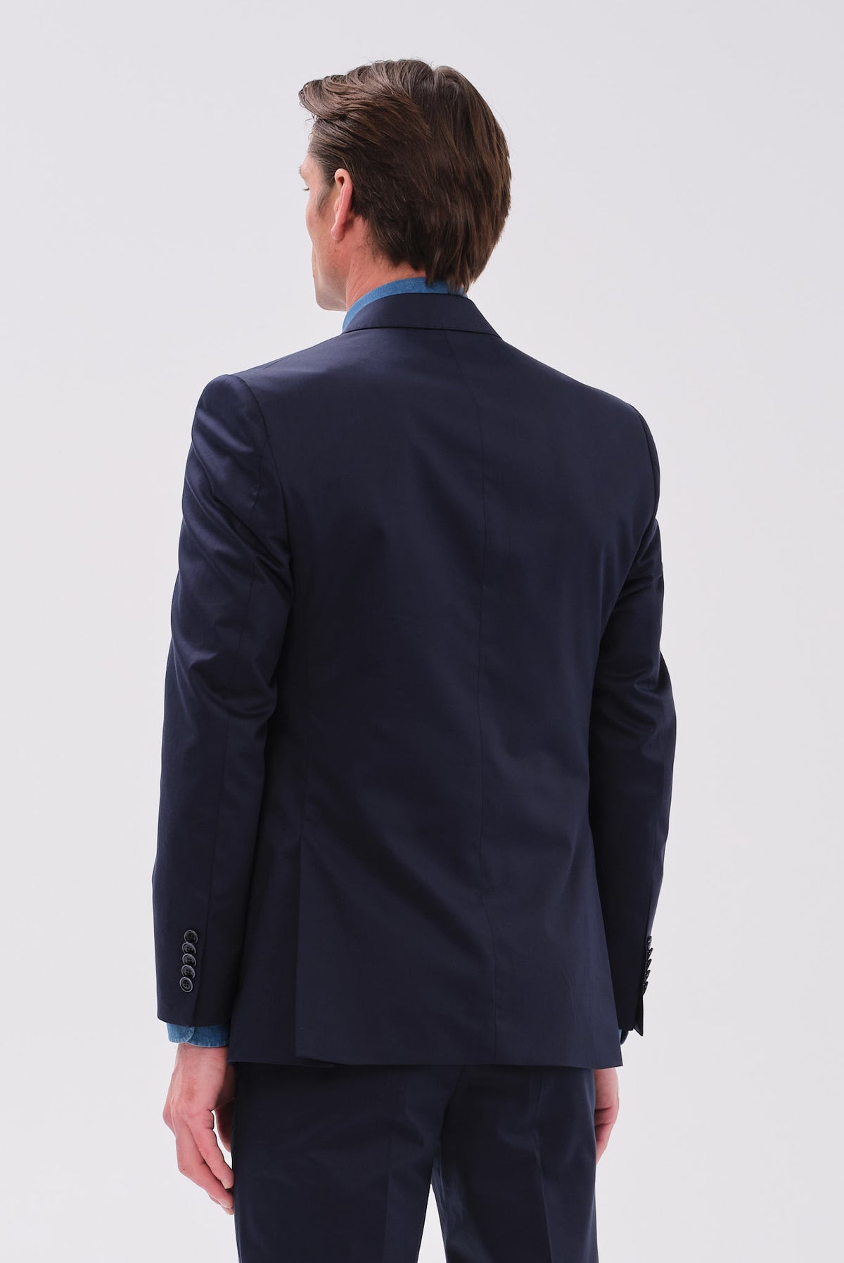 ΑΝΔΡΙΚΟ ΜΠΛΕ ΒΑΜΒΑΚΕΡΟ ΚΟΣΤΟΥΜΙ PORTOBELLO'S SLIM FIT ΣΕ ΥΦΑΣΜΑ SONDRIO