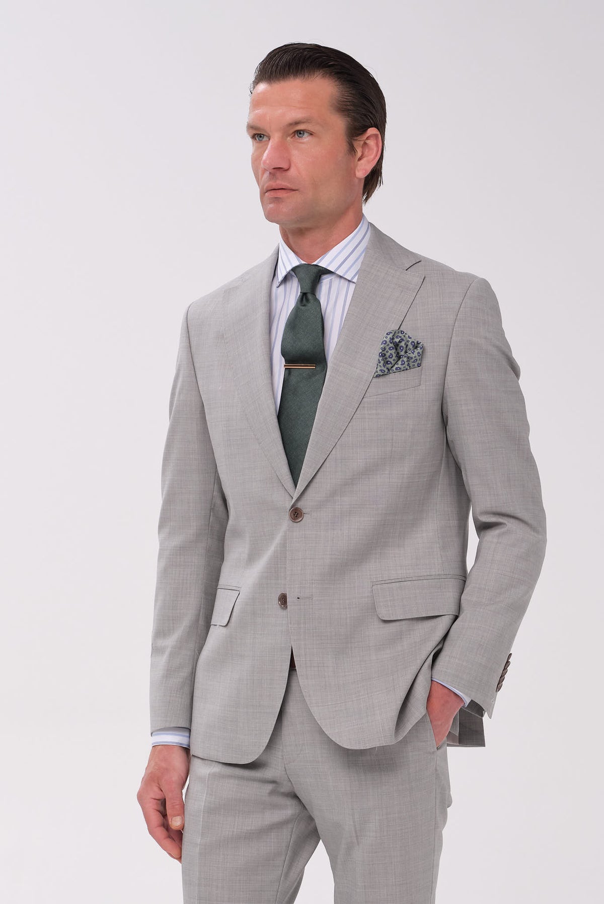 ΑΝΔΡΙΚΟ ΓΚΡΙ ΑΝΟΙΧTΟ ΜΑΛΛΙΝΟ ΚΟΣΤΟΥΜΙ PORTOBELLO'S SLIM FIT ΣΕ ΥΦΑΣΜΑ MARZOTTO