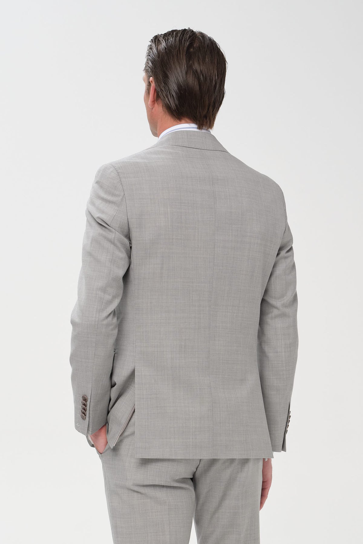 ΑΝΔΡΙΚΟ ΓΚΡΙ ΑΝΟΙΧTΟ ΜΑΛΛΙΝΟ ΚΟΣΤΟΥΜΙ PORTOBELLO'S SLIM FIT ΣΕ ΥΦΑΣΜΑ MARZOTTO