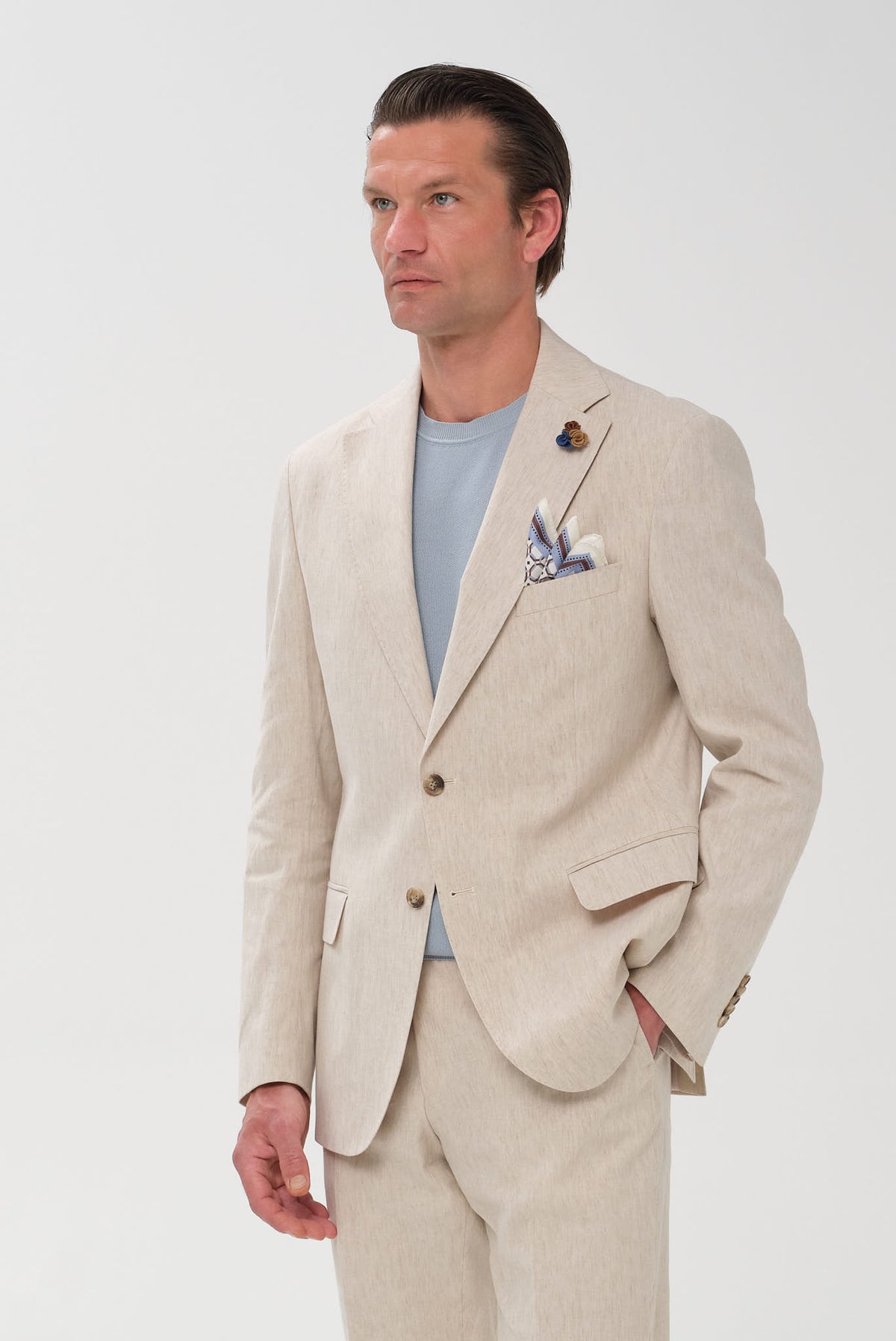 ΑΝΔΡΙΚΟ ΜΠΕΖ ΣΚΟΥΡΟ ΚΟΣΤΟΥΜΙ PORTOBELLO'S SLIM FIT ΣE ΥΦΑΣΜΑ LEOMASTER