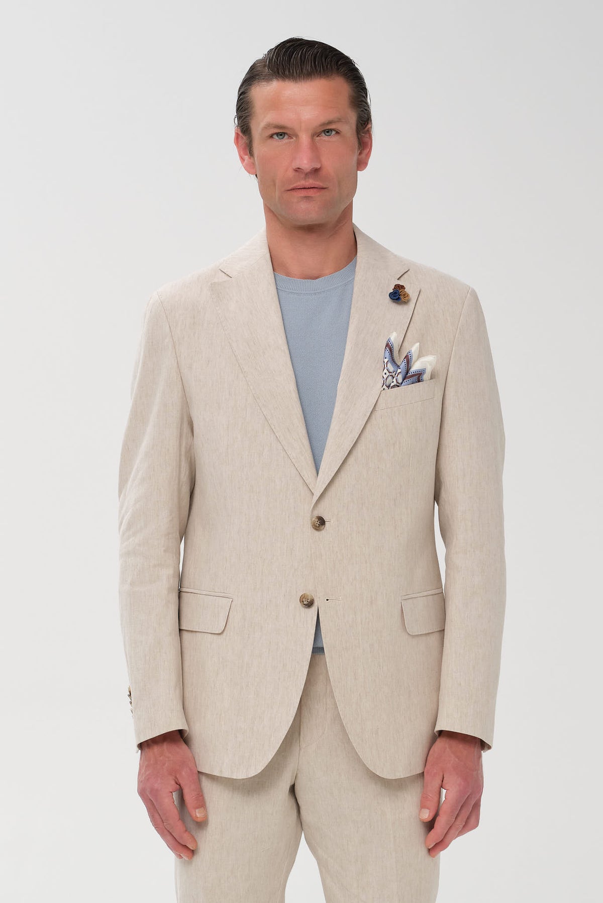 ΑΝΔΡΙΚΟ ΜΠΕΖ ΣΚΟΥΡΟ ΚΟΣΤΟΥΜΙ PORTOBELLO'S SLIM FIT ΣE ΥΦΑΣΜΑ LEOMASTER