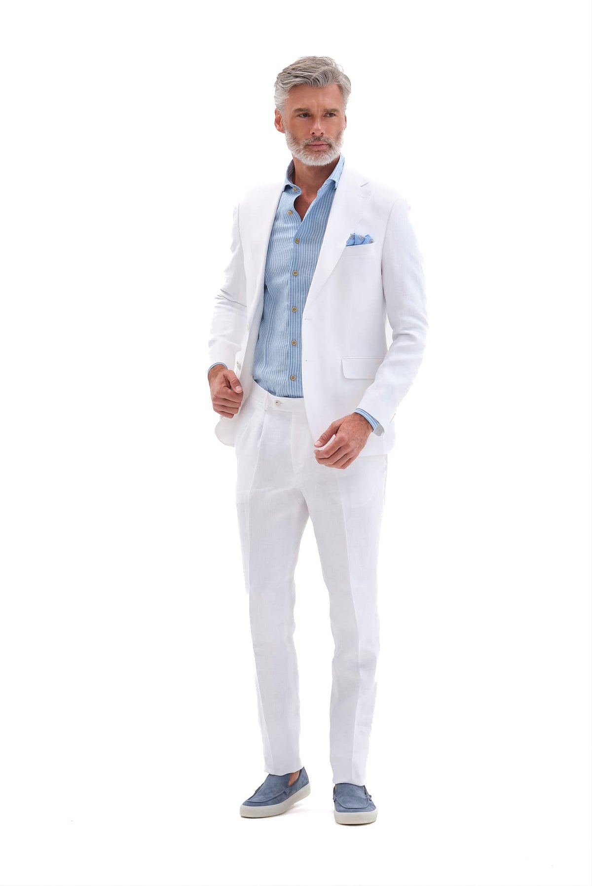 ΑΝΔΡΙΚΟ ΛΙΝΟ ΛΕΥΚΟ ΚΟΣΤΟΥΜΙ PORTOBELLO'S  FORMAL FIT