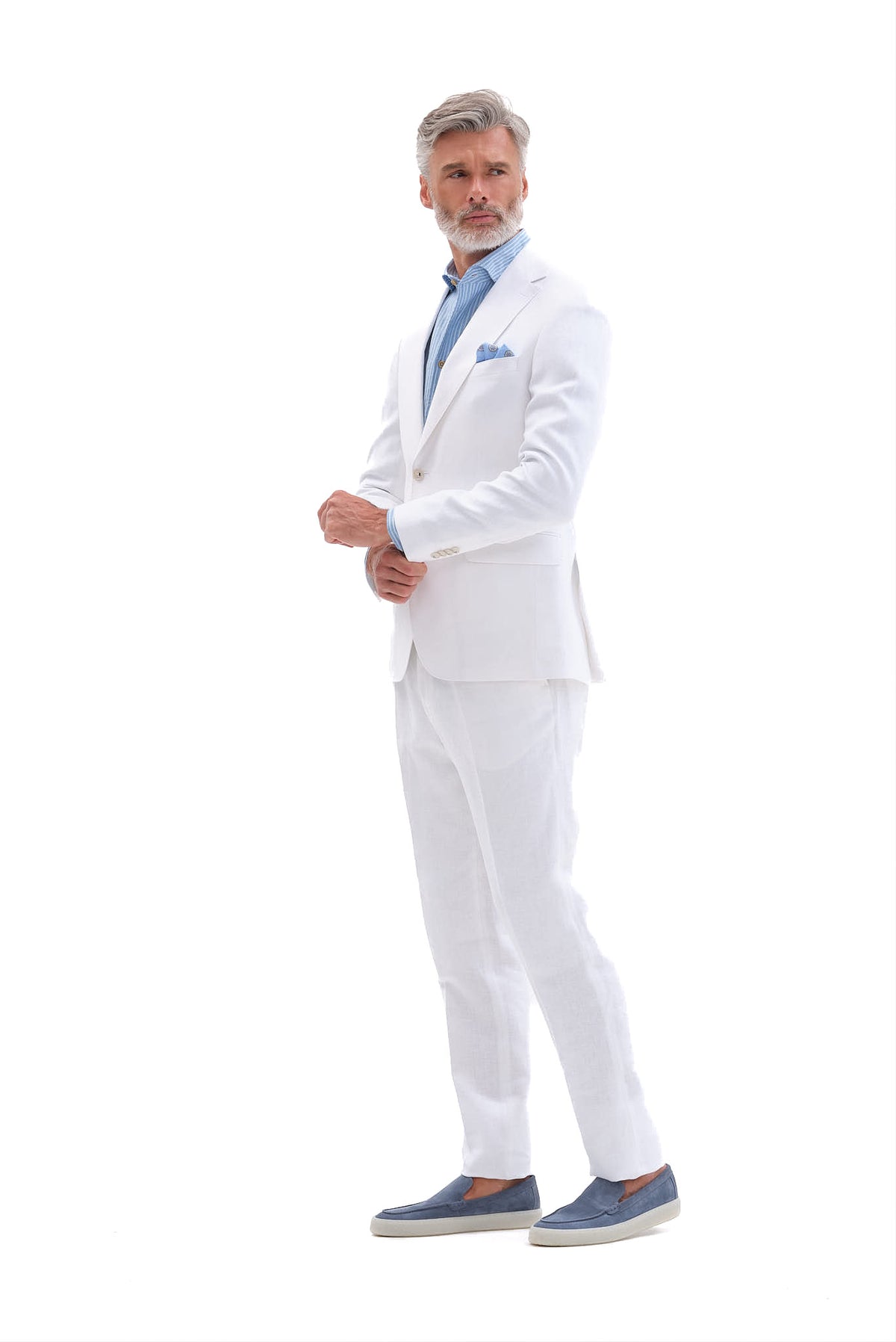 ΑΝΔΡΙΚΟ ΛΙΝΟ ΛΕΥΚΟ ΚΟΣΤΟΥΜΙ PORTOBELLO'S  FORMAL FIT