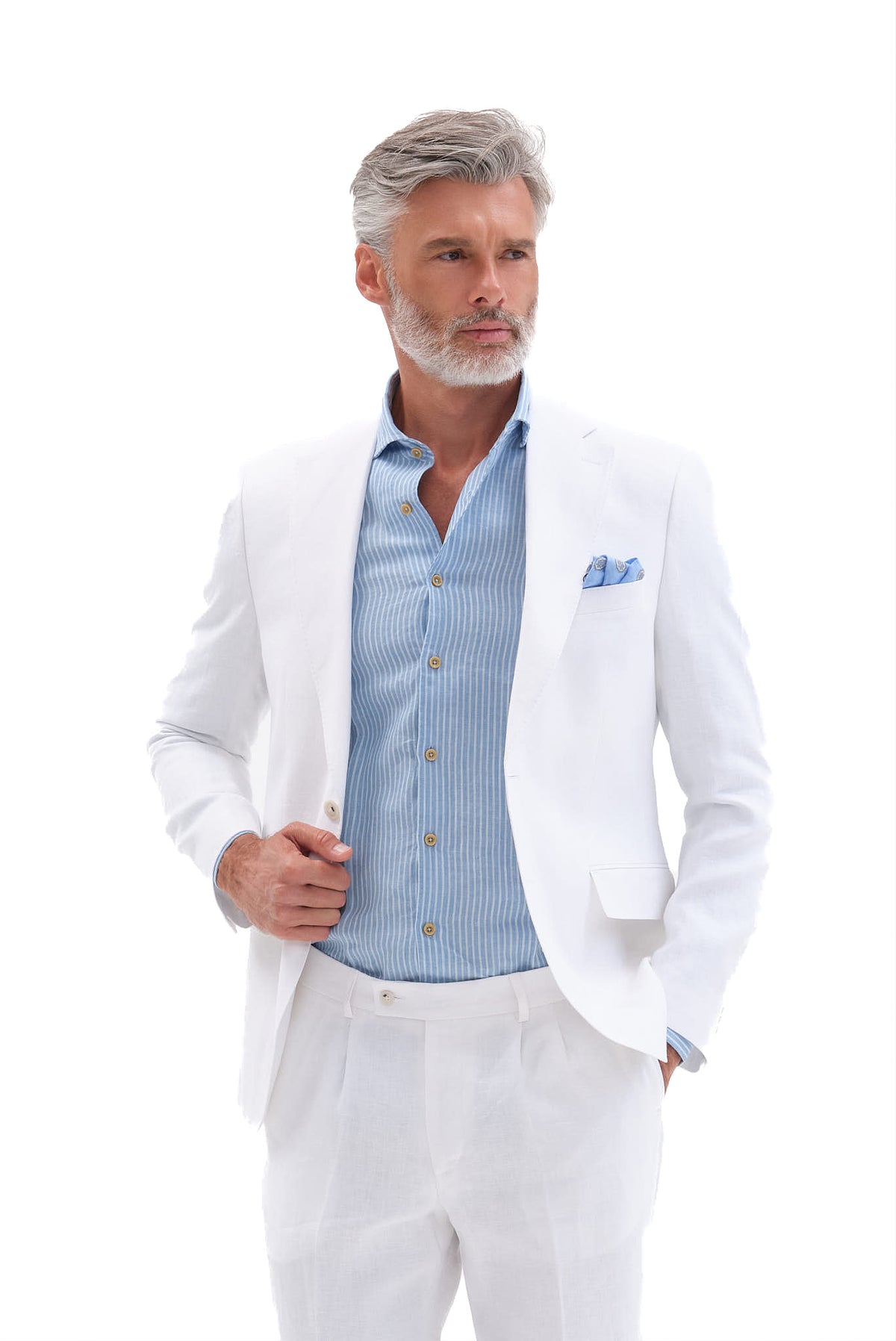 ΑΝΔΡΙΚΟ ΛΙΝΟ ΛΕΥΚΟ ΚΟΣΤΟΥΜΙ PORTOBELLO'S  FORMAL FIT