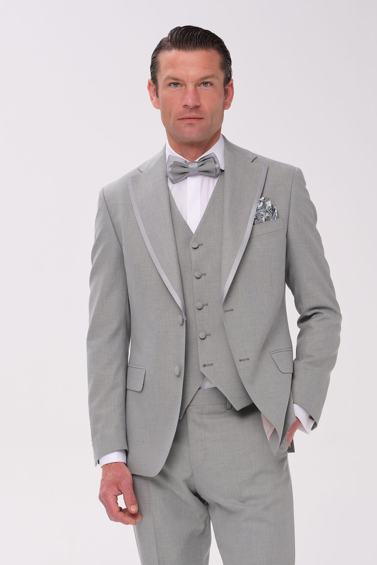 ΑΝΔΡΙΚΟ ΓΑΜΠΡΙΑΚΤΙΚΟ ΚΟΣΤΟΥΜΙ PORTOBELLO'S SLIM FIT ΣΕ ΧΡΩΜΑ ΜΕΝΤΑΣ