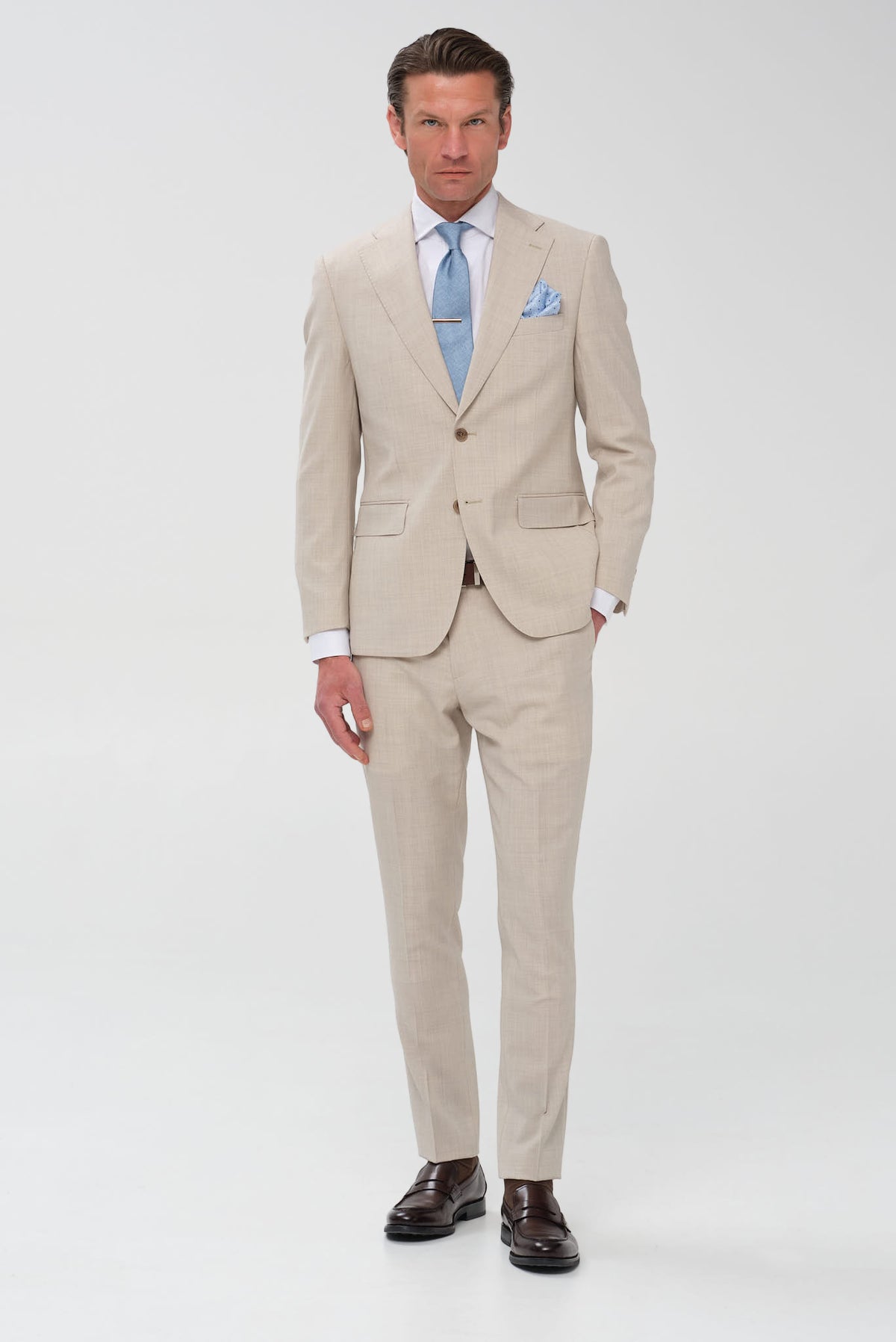 ΑΝΔΡΙΚΟ ΜΠΕΖ ΣΚΟΥΡΟ ΜΑΛΛΙΝΟ ΚΟΣΤΟΥΜΙ PORTOBELLO'S SLIM FIT SUPER 100