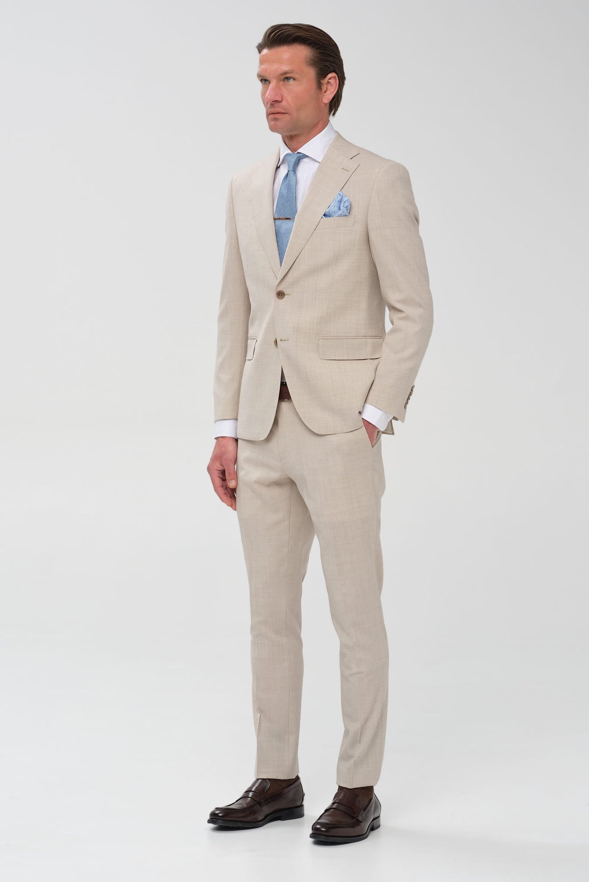 ΑΝΔΡΙΚΟ ΜΠΕΖ ΣΚΟΥΡΟ ΜΑΛΛΙΝΟ ΚΟΣΤΟΥΜΙ PORTOBELLO'S SLIM FIT SUPER 100