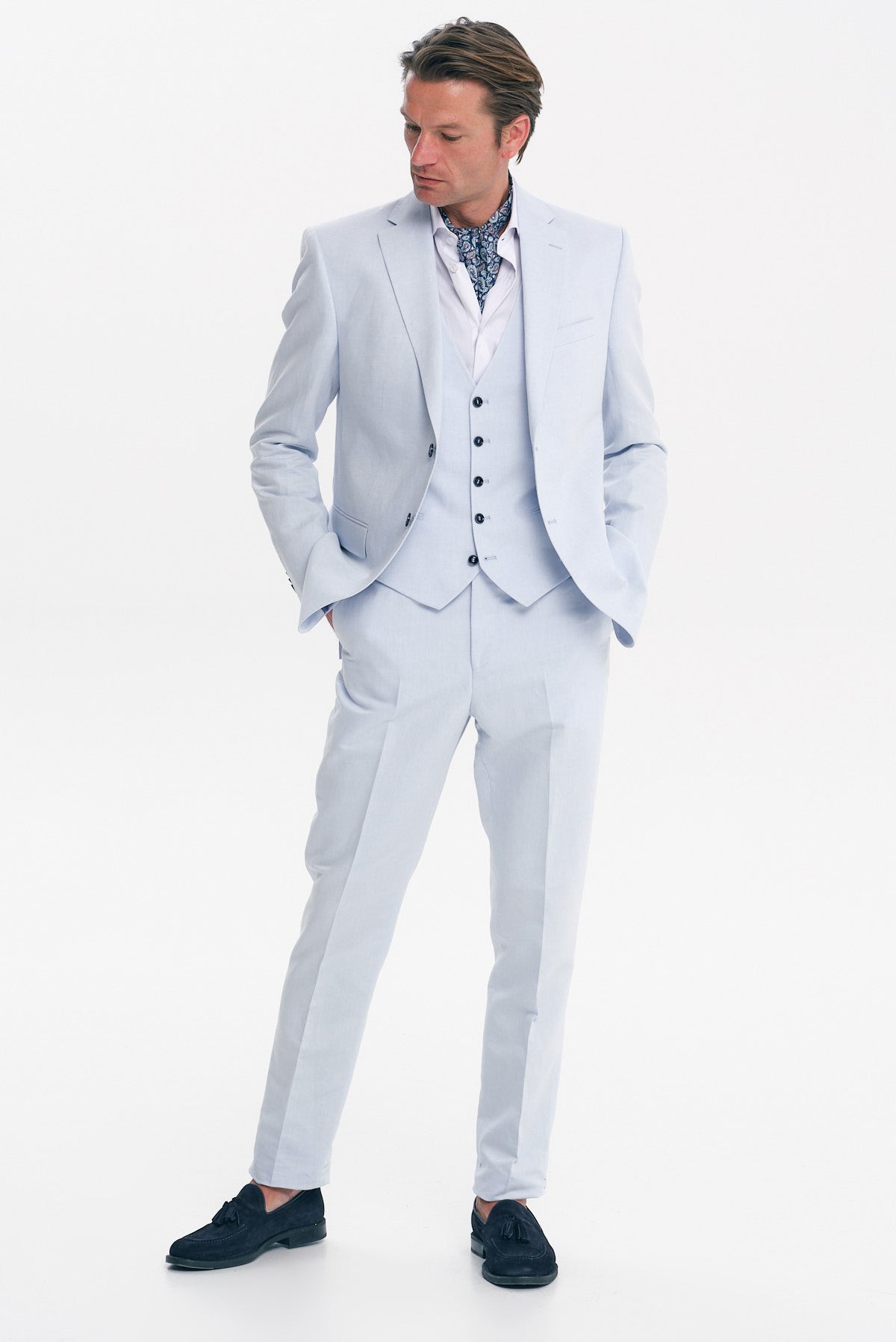 ΑΝΔΡΙΚΟ ΣΙΕΛ ΑΝΟΙΚΤΟ ΚΟΣΤΟΥΜΙ ΛΙΝΟ SLIM FIT PORTOBELLO'S