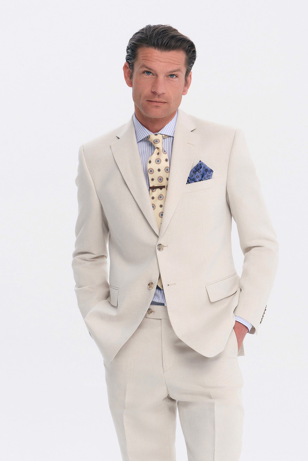 ΑΝΔΡΙΚΟ ΜΠΕΖ ΑΝΟΙΚΤΟ ΚΟΣΤΟΥΜΙ SLIM FIT PORTOBELLO'S ΣΕ ΥΦΑΣΜΑ SONDRIO