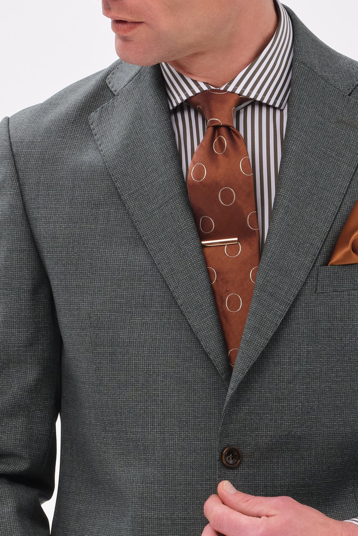 ΑΝΔΡΙΚΟ ΠΡΑΣΙΝΟ ΜΑΛΛΙΝΟ ΚΟΣΤΟΥΜΙ PORTOBELLO'S SLIM FIT ΣΕ ΥΦΑΣΜΑ MARZOTTO