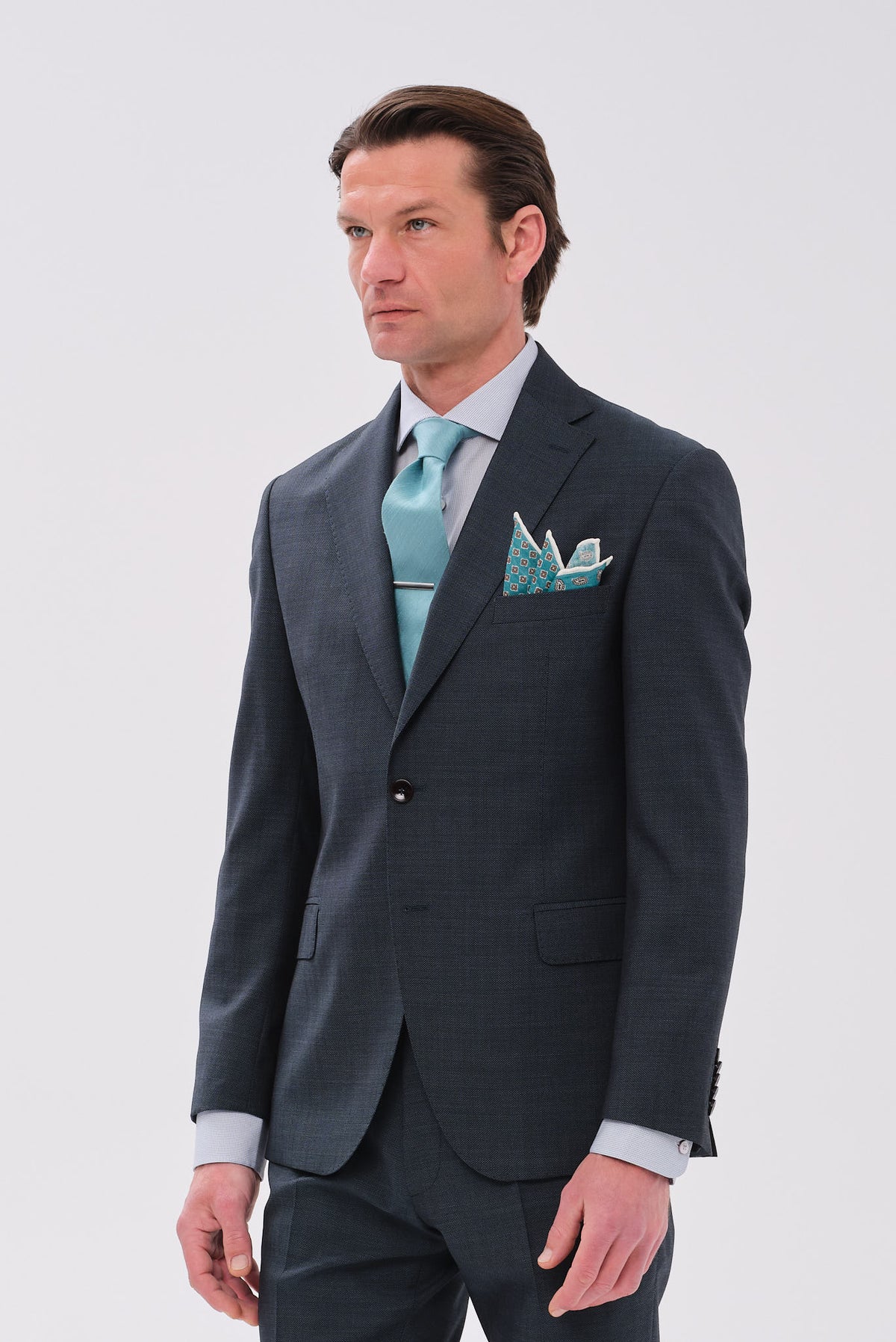 ΑΝΔΡΙΚΟ ΠΕΤΡΟΛ ΠΡΑΣΙΝΟ ΜΑΛΛΙΝΟ ΚΟΣΤΟΥΜΙ PORTOBELLO'S SLIM FIT ΣΕ ΥΦΑΣΜΑ MARZOTTO