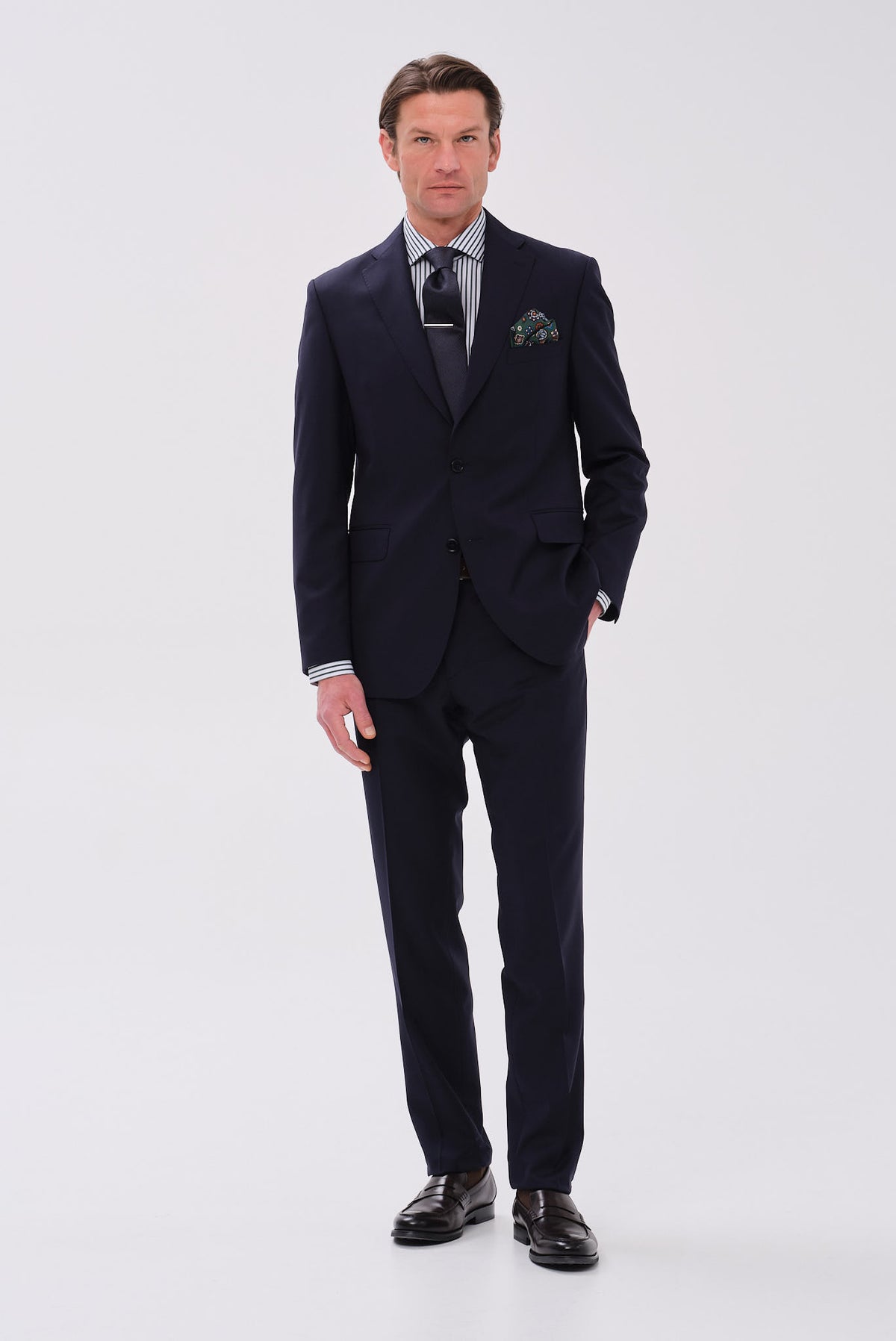 ΑΝΔΡΙΚΟ ΜΠΛΕ ΜΑΛΛΙΝΟ ΚΟΣΤΟΥΜΙ PORTOBELLO'S REGULAR FIT ΣΕ ΥΦΑΣΜΑ VITALE BARBERIS CANONICO