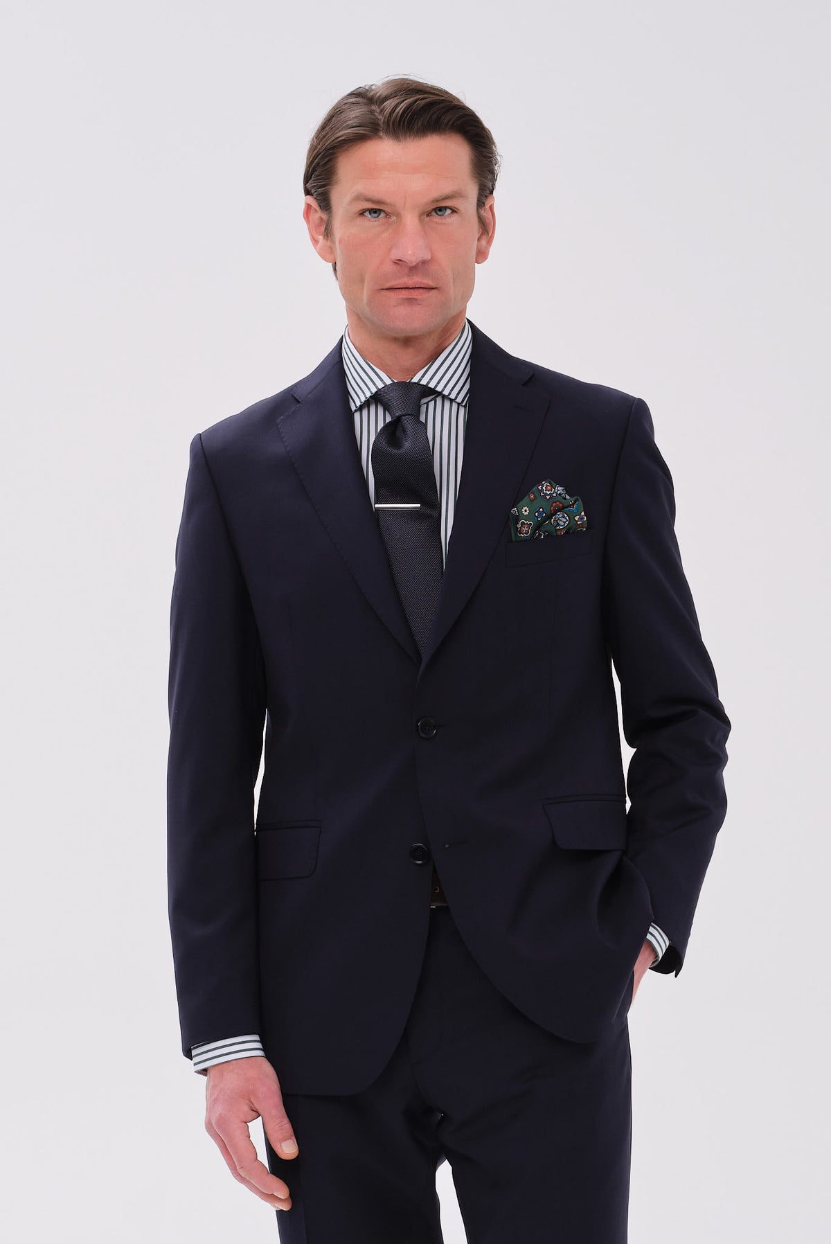ΑΝΔΡΙΚΟ ΜΠΛΕ ΜΑΛΛΙΝΟ ΚΟΣΤΟΥΜΙ PORTOBELLO'S REGULAR FIT ΣΕ ΥΦΑΣΜΑ VITALE BARBERIS CANONICO