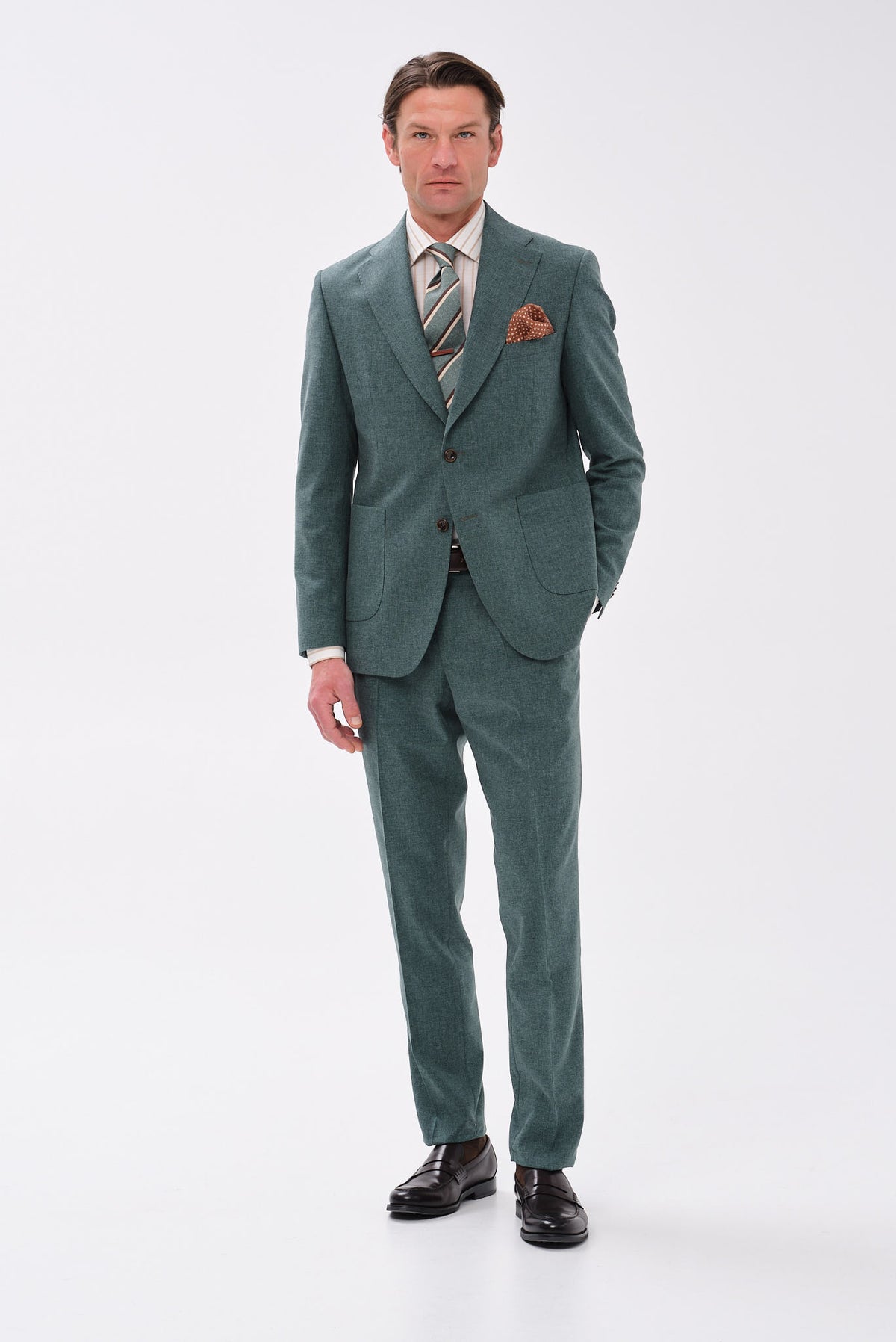 ΑΝΔΡΙΚΟ ΠΡΑΣΙΝΟ ΚΟΣΤΟΥΜΙ PORTOBELLO'S REGULAR FIT ΣΕ ΥΦΑΣΜΑ VITALE BARBERIS CANONICO