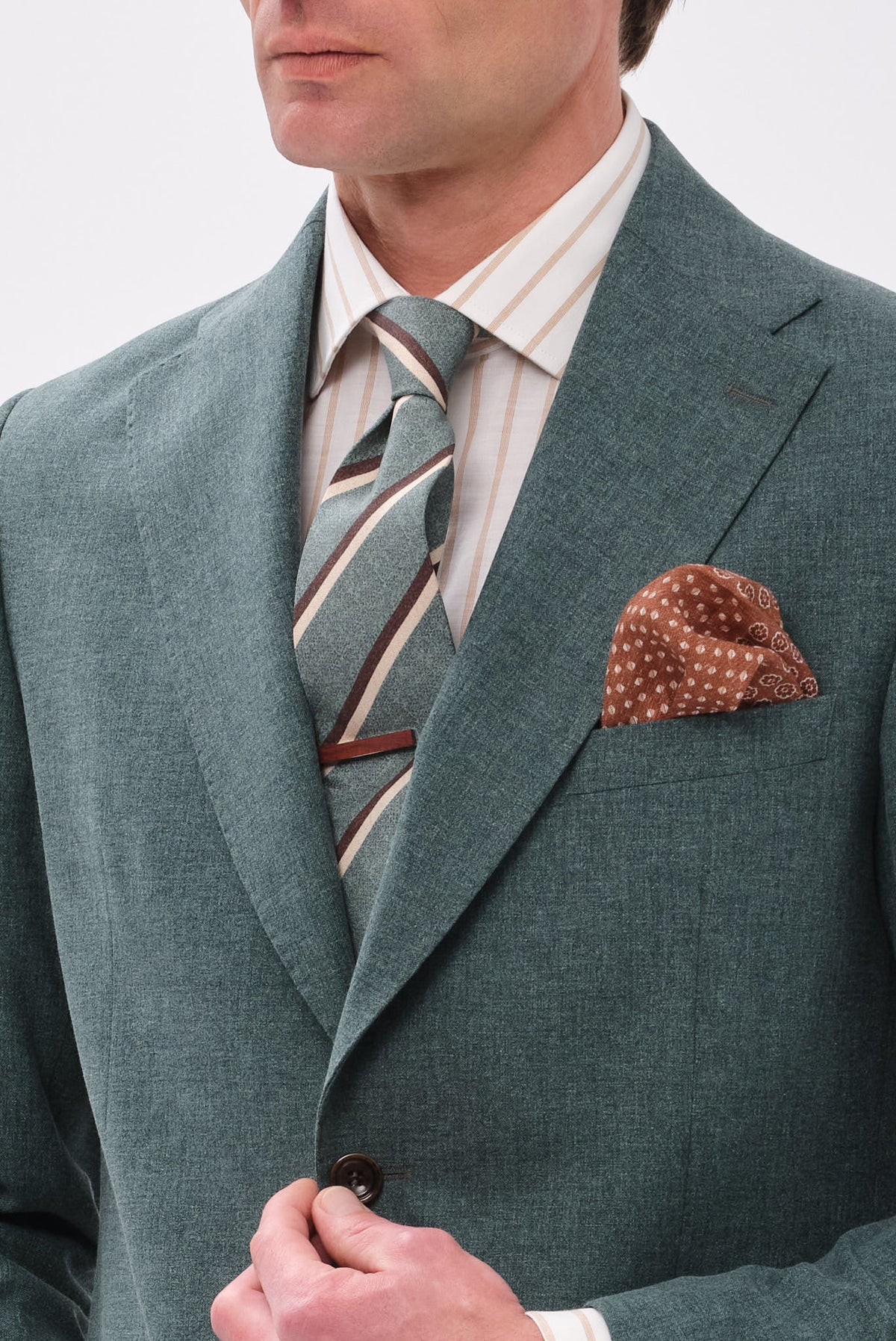 ΑΝΔΡΙΚΟ ΠΡΑΣΙΝΟ ΚΟΣΤΟΥΜΙ PORTOBELLO'S REGULAR FIT ΣΕ ΥΦΑΣΜΑ VITALE BARBERIS CANONICO